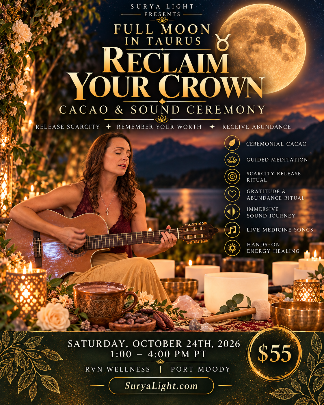 Full Moon Cacao & Sound Ceremony Sat, Oct 24 @ 1-4pm