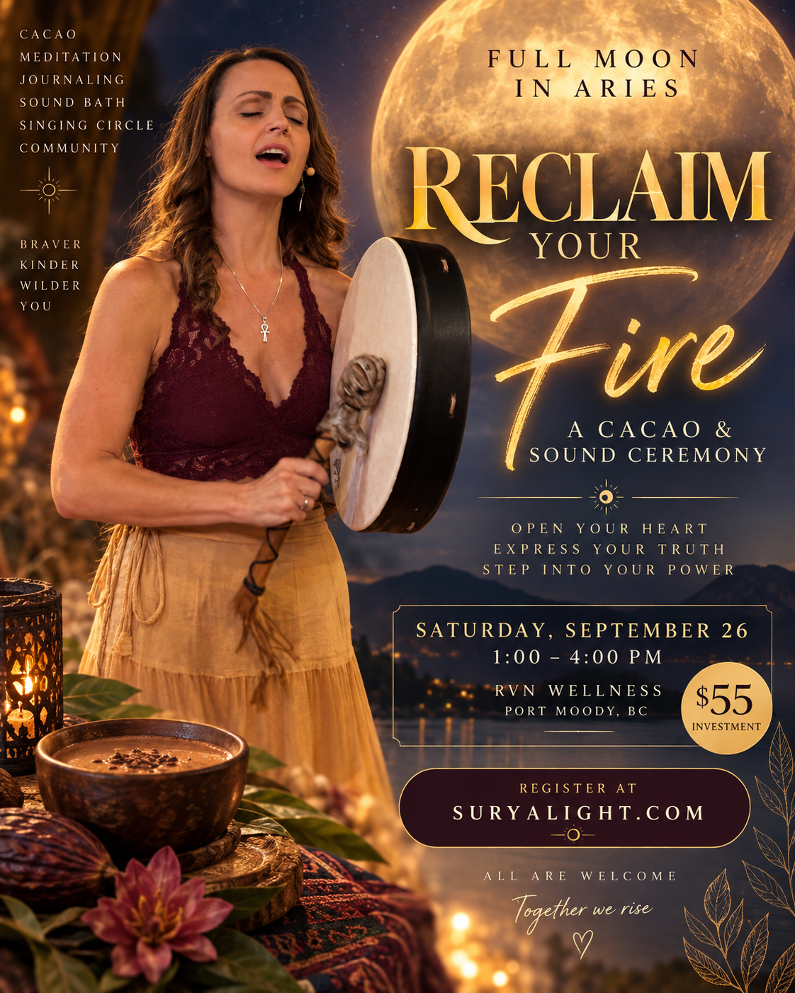 Full Moon Cacao & Sound Ceremony Sat, Sep 26 @ 1-4pm