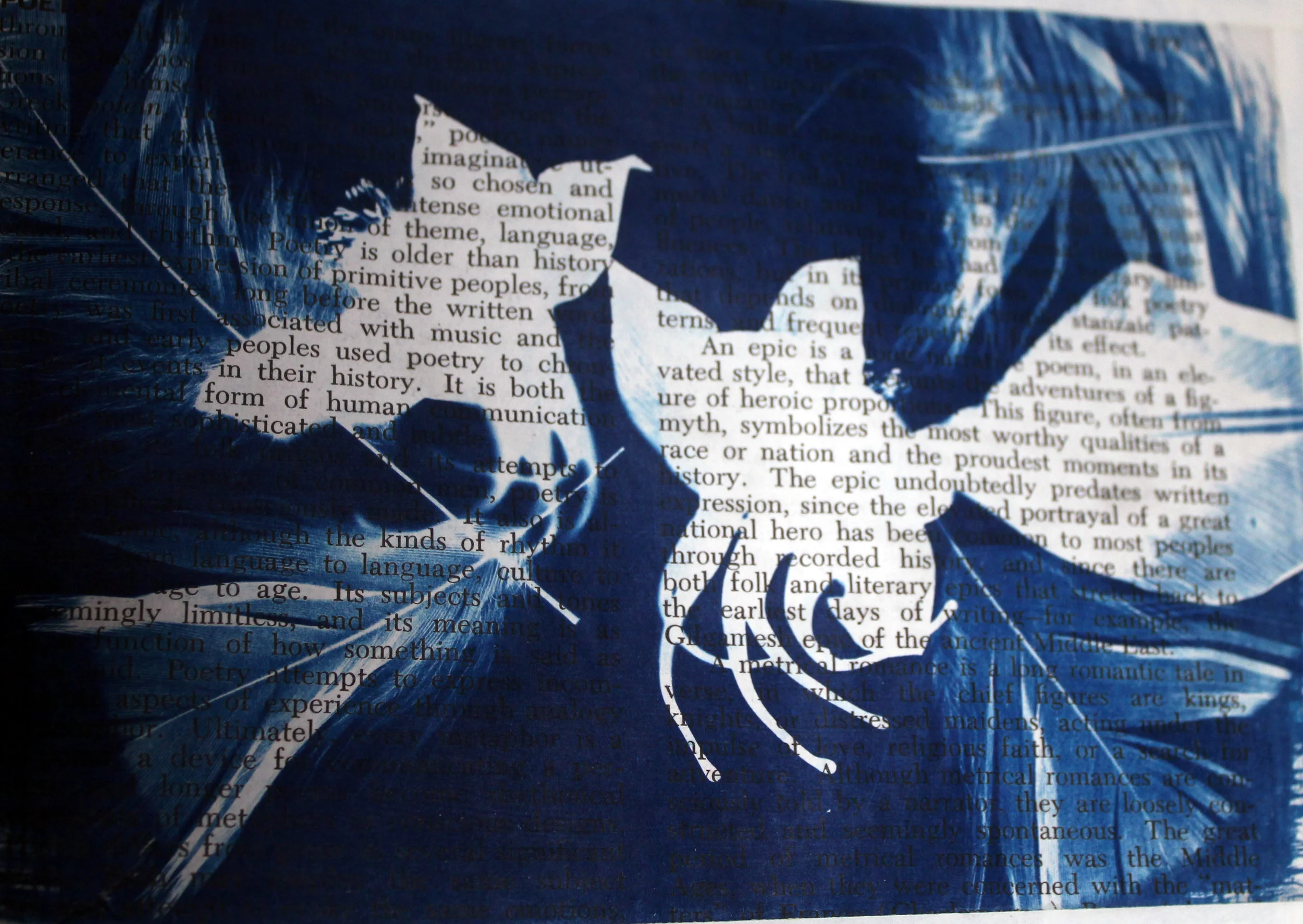 epics, 2012, Cyanotype on encyclopedia page