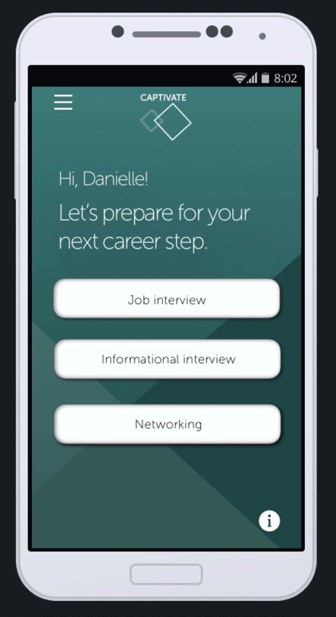 Captivate allows users to prepare for 3 kinds of interview situations