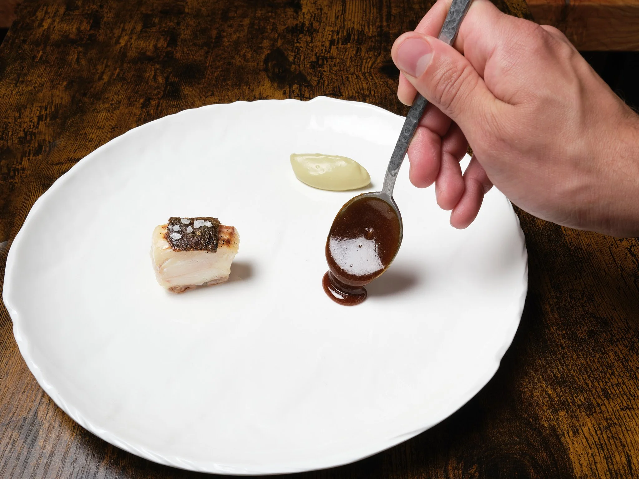  rodaballo, con su demi glace y su pil-pil
