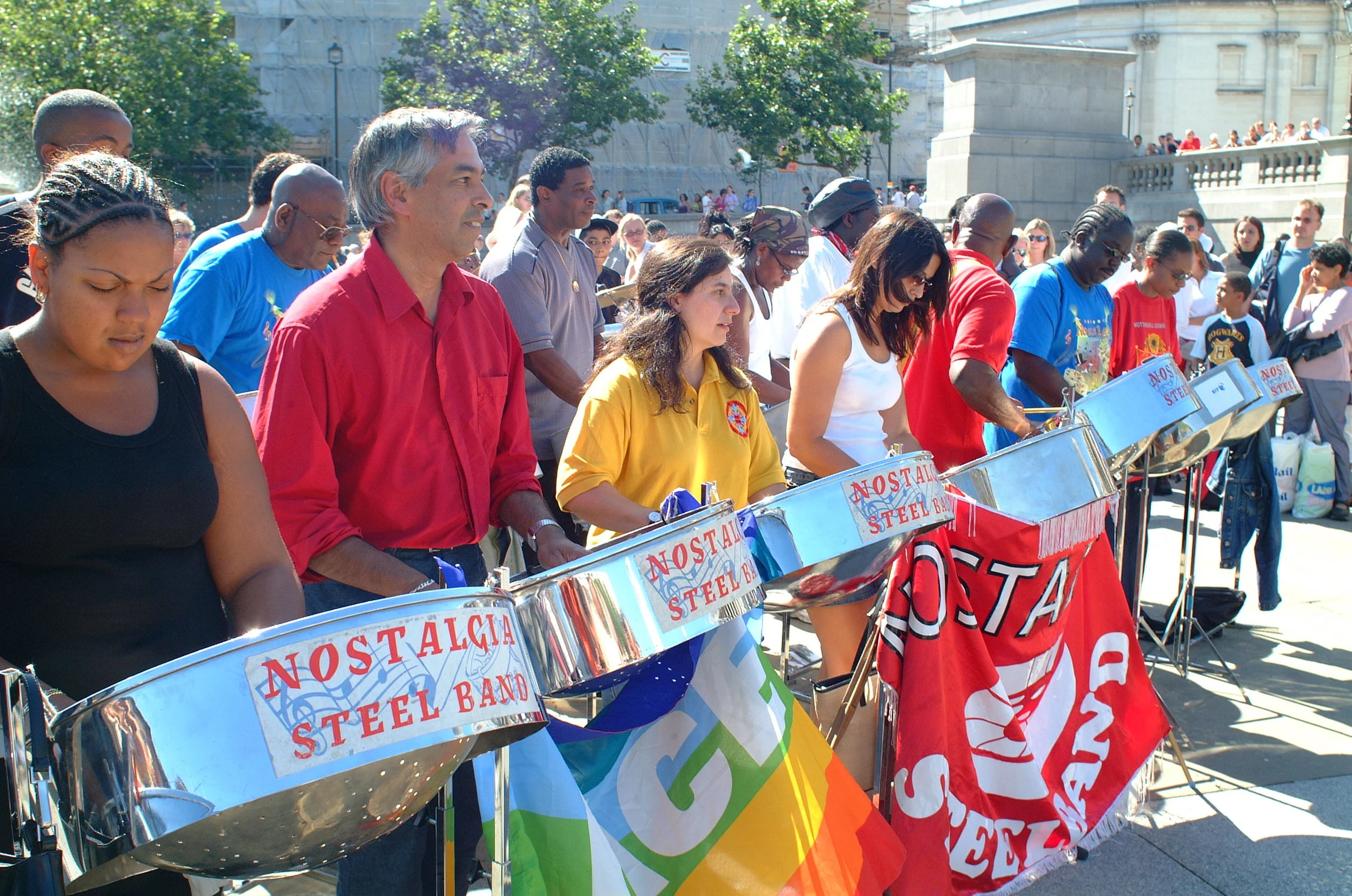 Nostalgia Steelband, the UK's first steel band established in 1964.