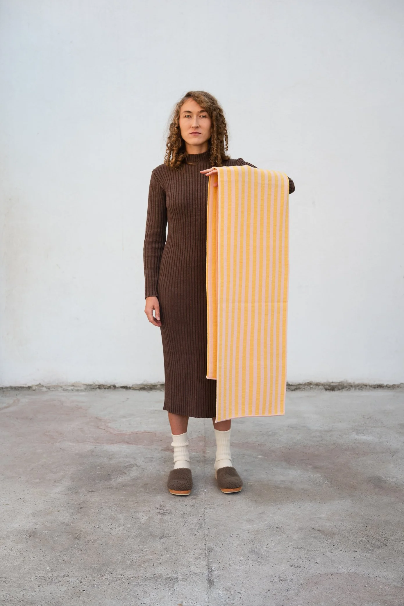 Scarf Julius yellow/rose pink