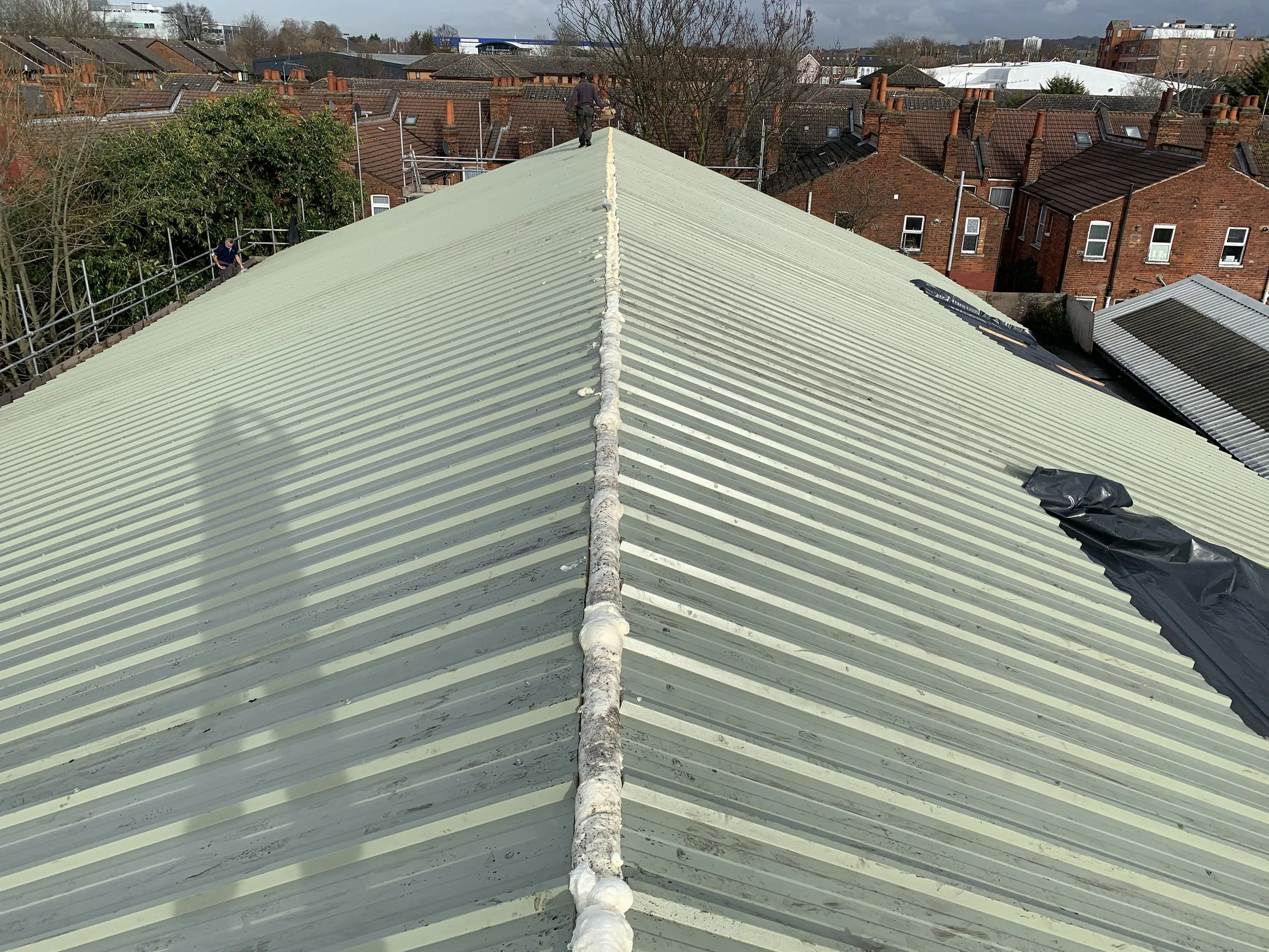 Roof nearing completion.  Ridge and gutters arriving soon