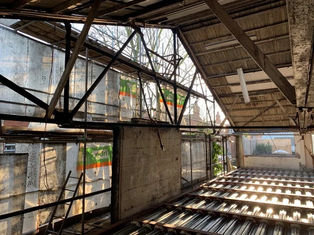 Flank wall removed ready for new cladding 