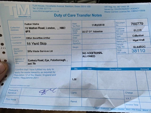 Disappointingly all hazardous waste has to be driven 80 miles to landfill near Peterborough