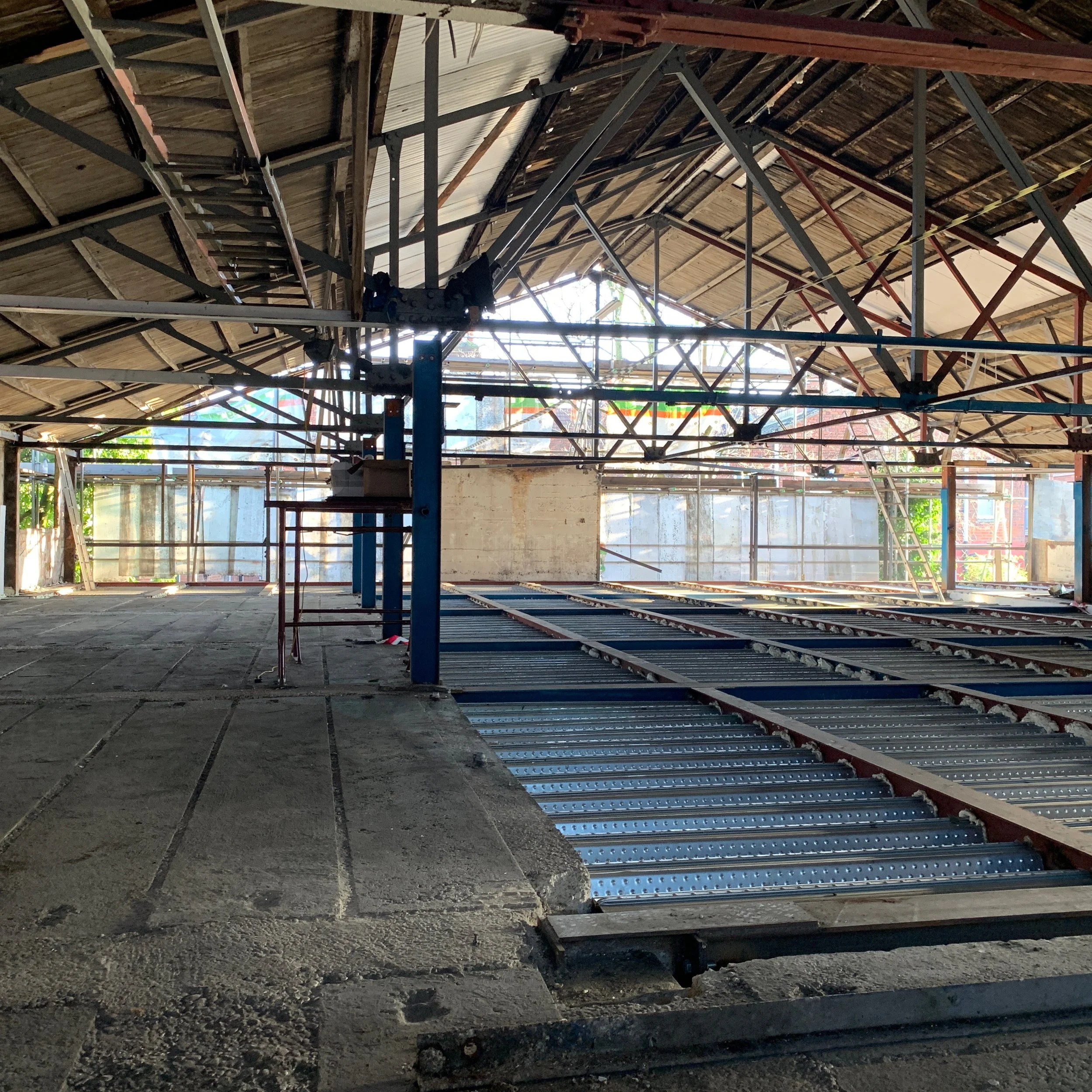 Beautiful triangulated 1930's trusses c/o Lanarkshire Steel Company 