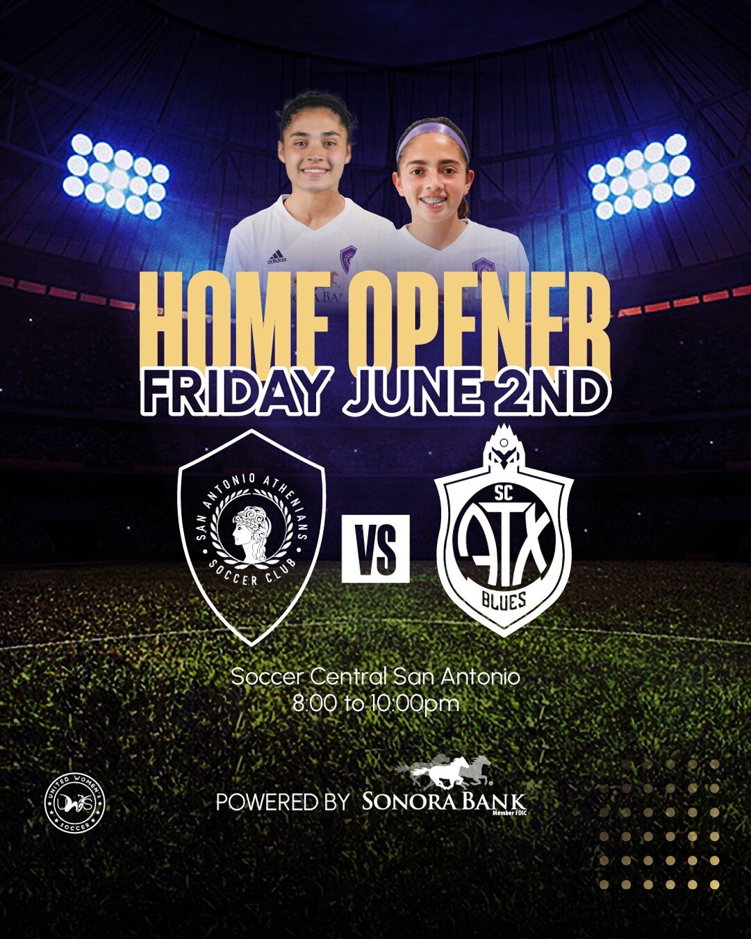 📣 It's finally here! The San Antonio Athenians' home opener game is happening TONIGHT at 8pm at Soccer Central San Antonio against the ATX Blues! 🔥

Get ready for a thrilling match and an exciting season ahead! 💪🏽

Good luck to all our players, c