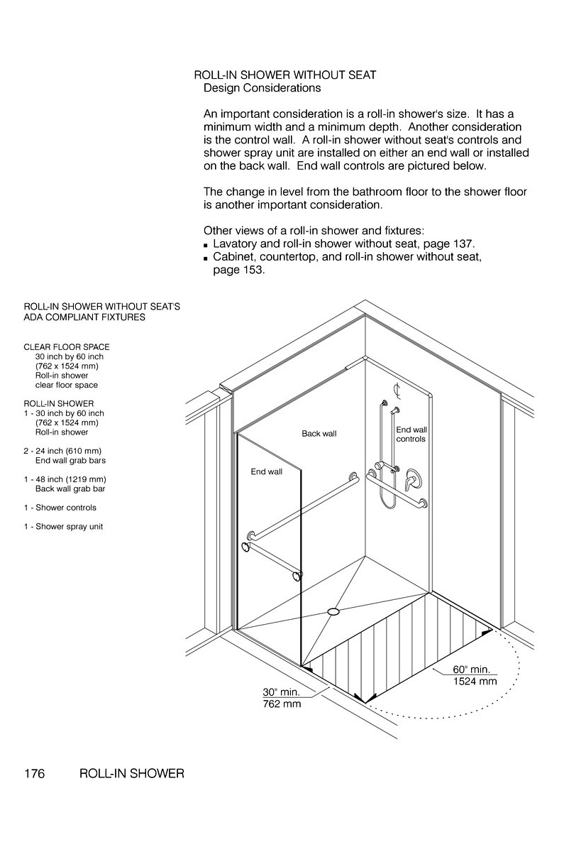 Roll-in Shower with End Wall Controls