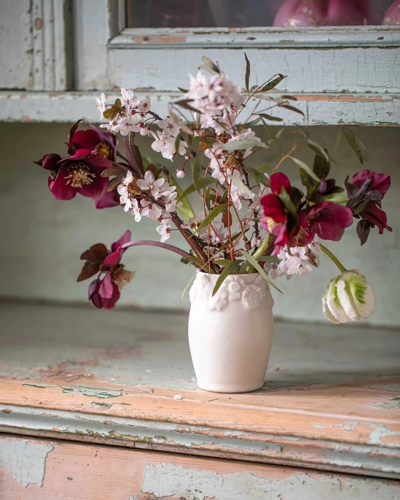 Appliqued flower vase