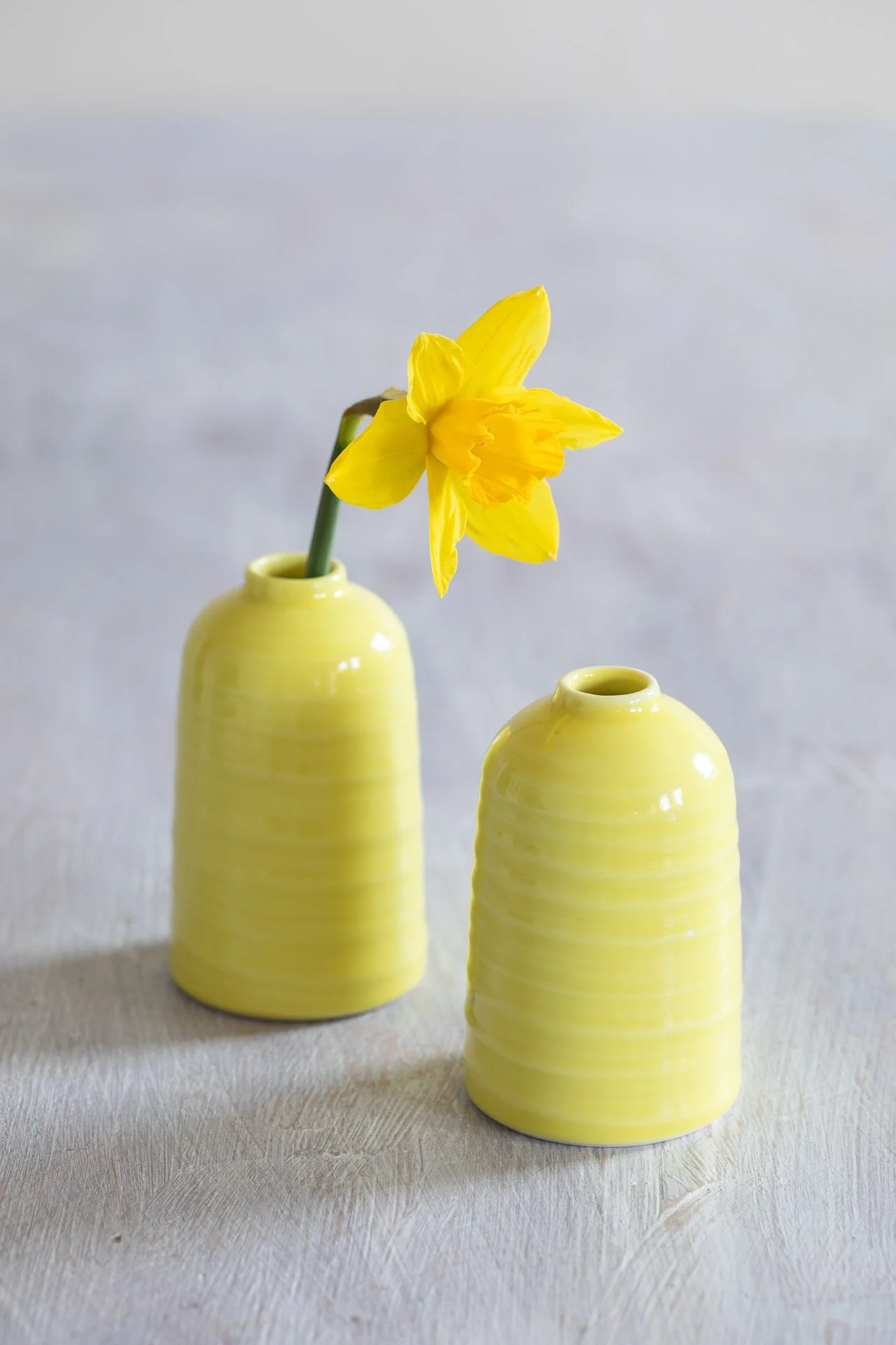 Lemon yellow small porcelain bottle vase