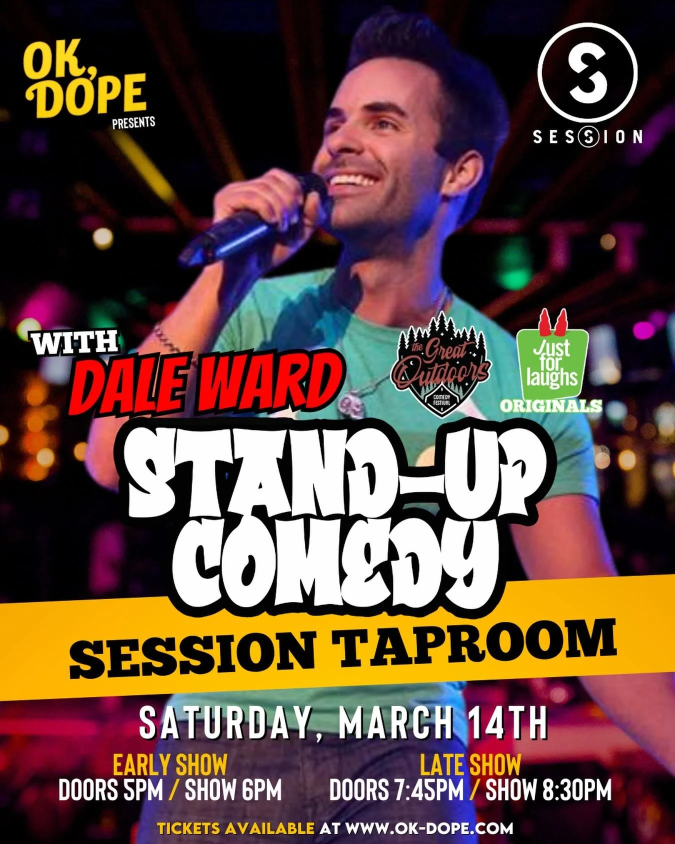 Comedy is back for the penultimate show of the season at Session Taproom.  Join us and @ok_dope Saturday March 14th for two fantastic shows! Follow the link in our Linktree for tickets!

The show will once more be hosted by our very own Ryan Shankar-