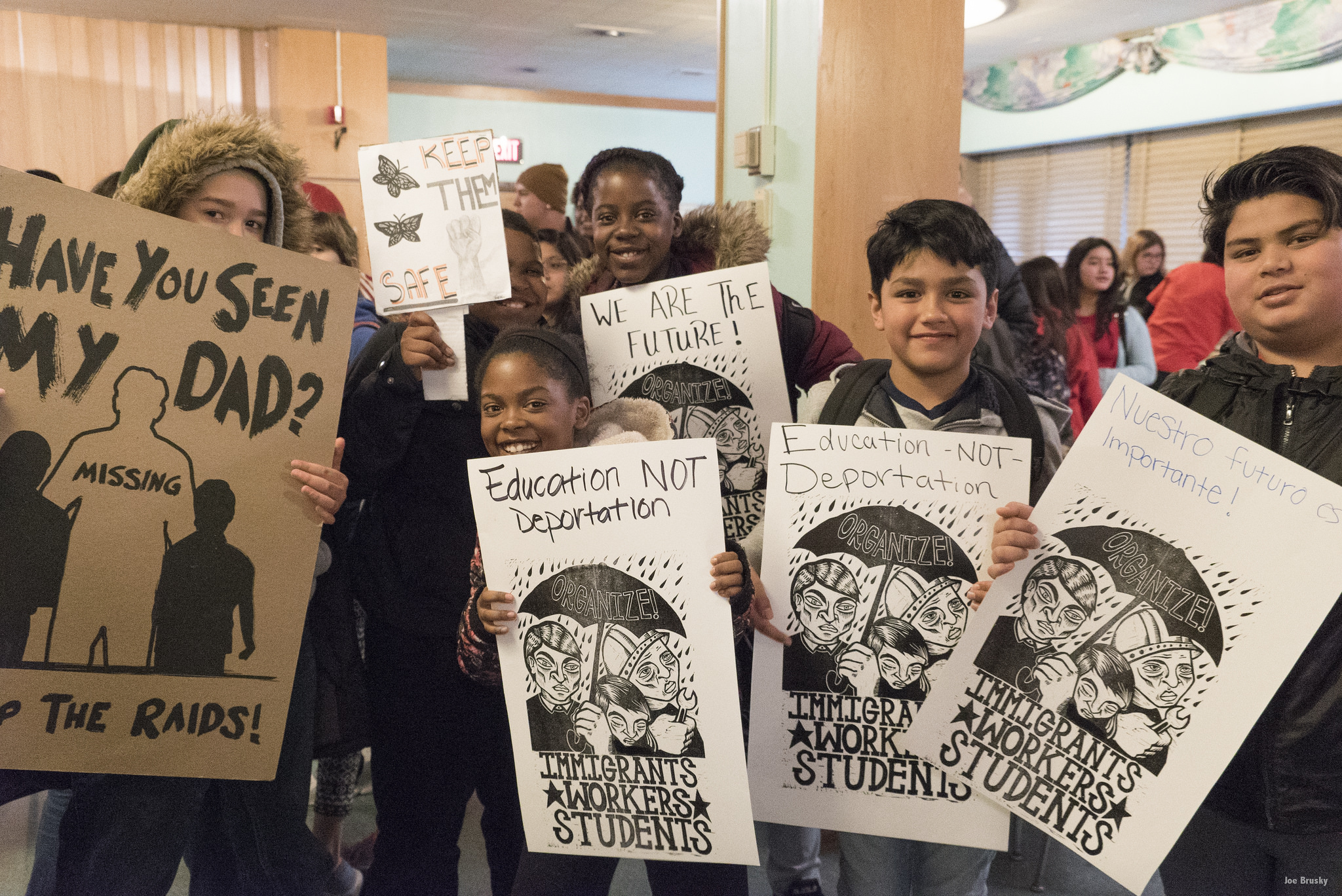  Milwaukee Public School students rally at the School Board to make MPS a Sanctuary District for immigrants and refugees. 