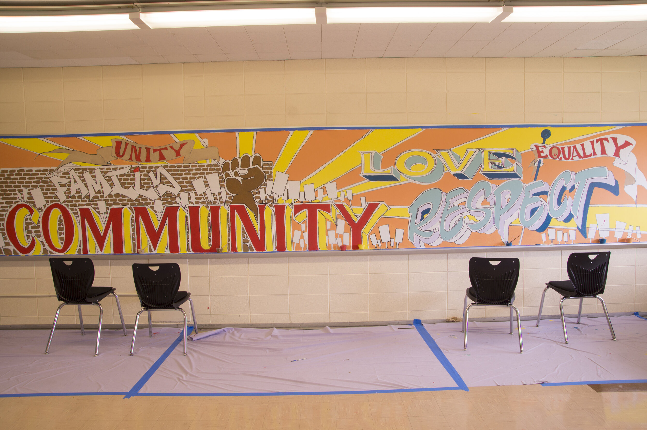  Madison Students paint murals in the Peace Room and Restorative Practices Room. 
