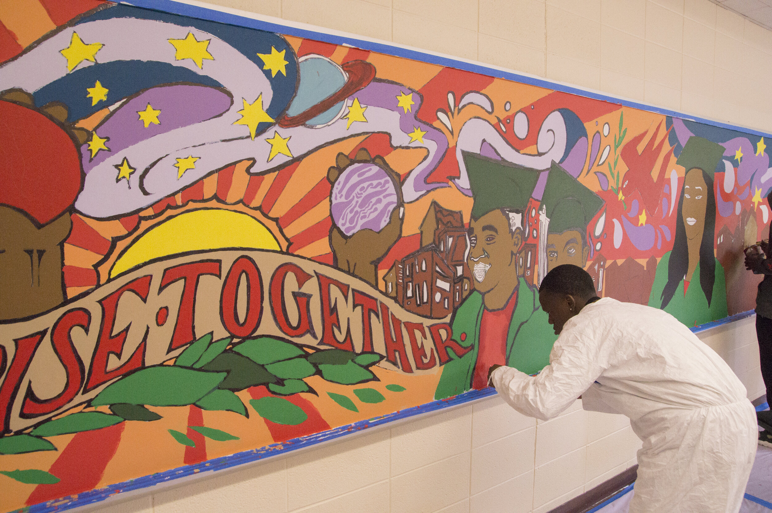  Madison Students paint murals in the Peace Room and Restorative Practices Room. 
