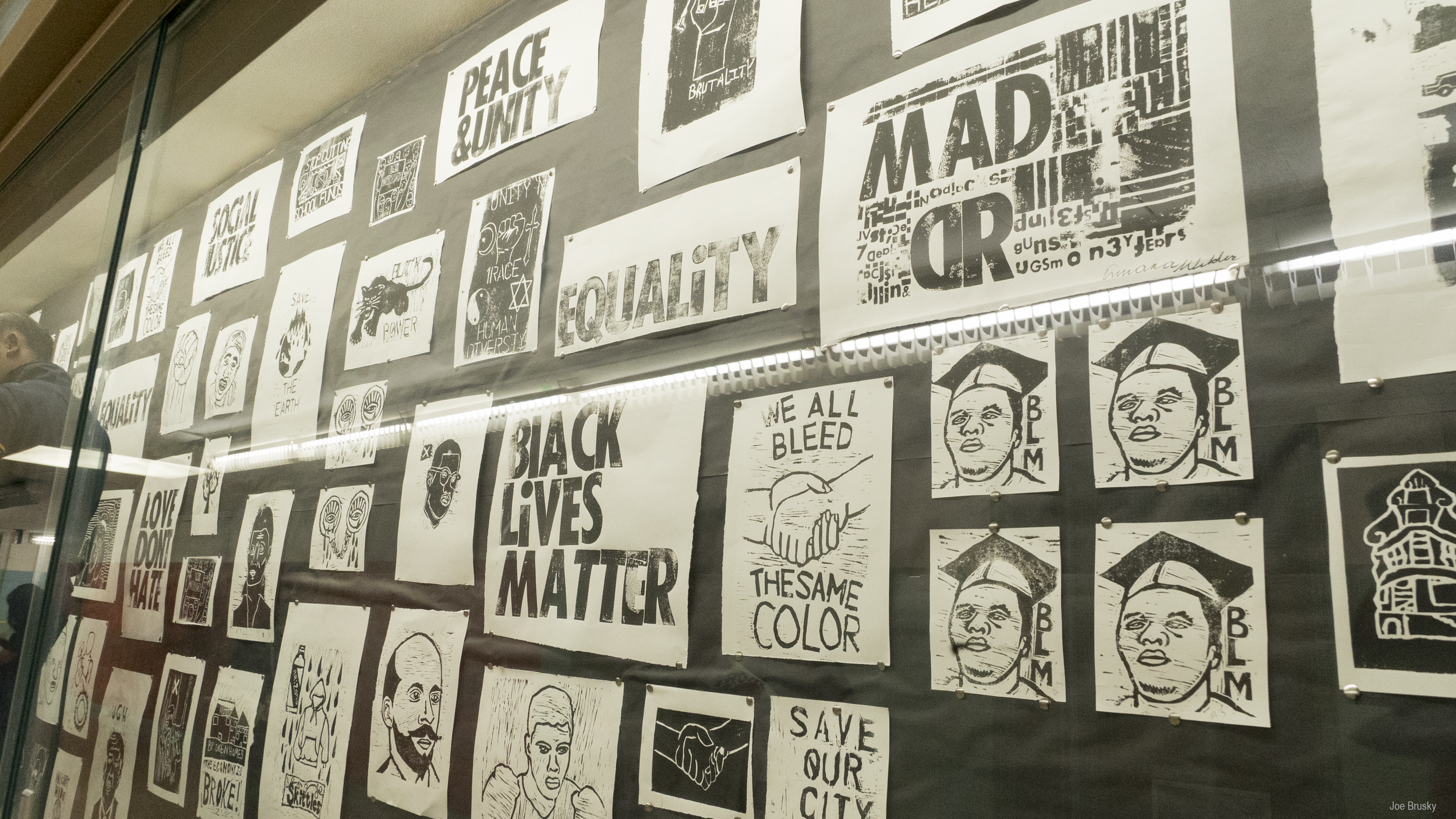  Madison Students display their social justice relief prints.  