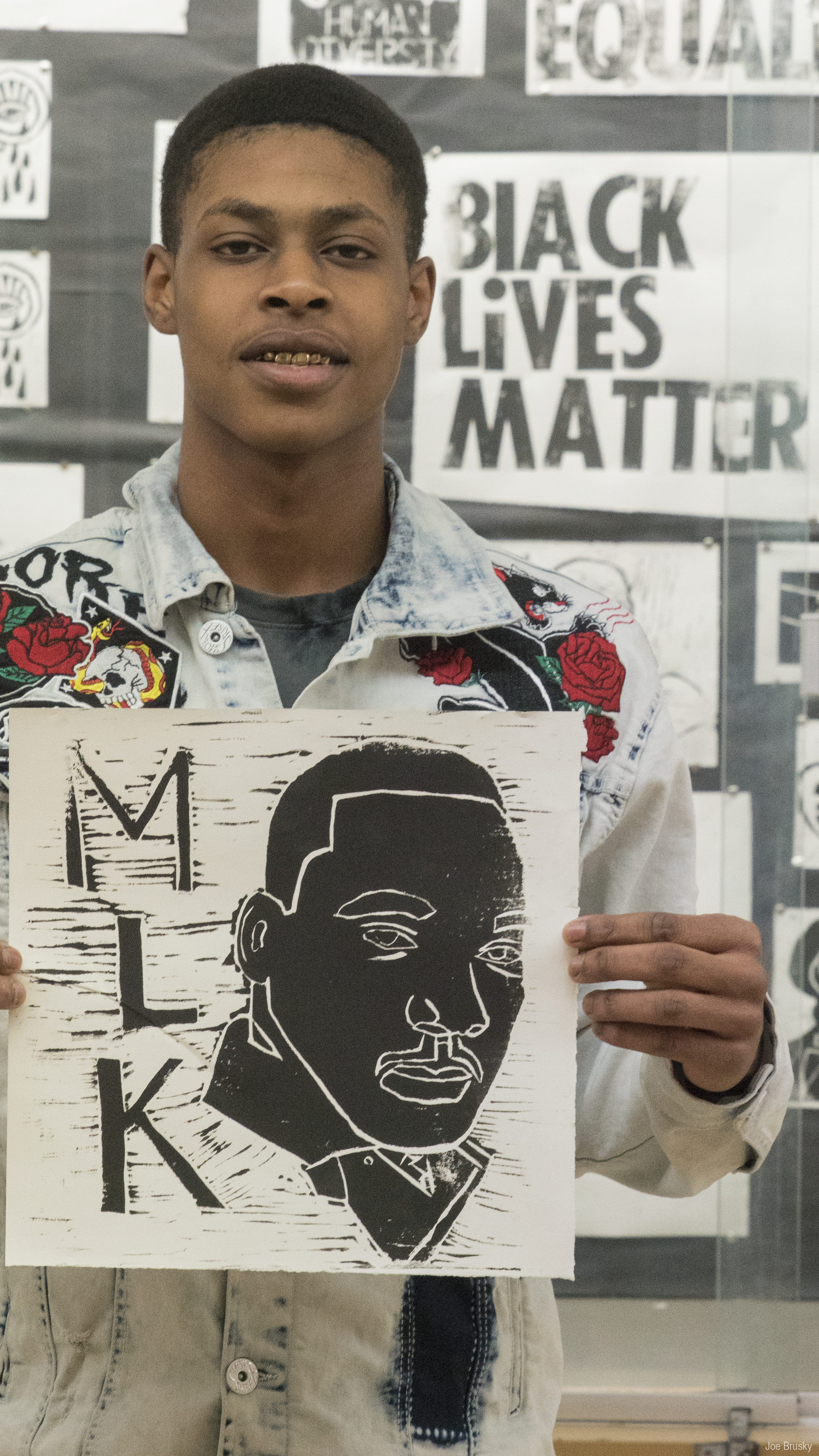  Madison Students display their social justice relief prints.  