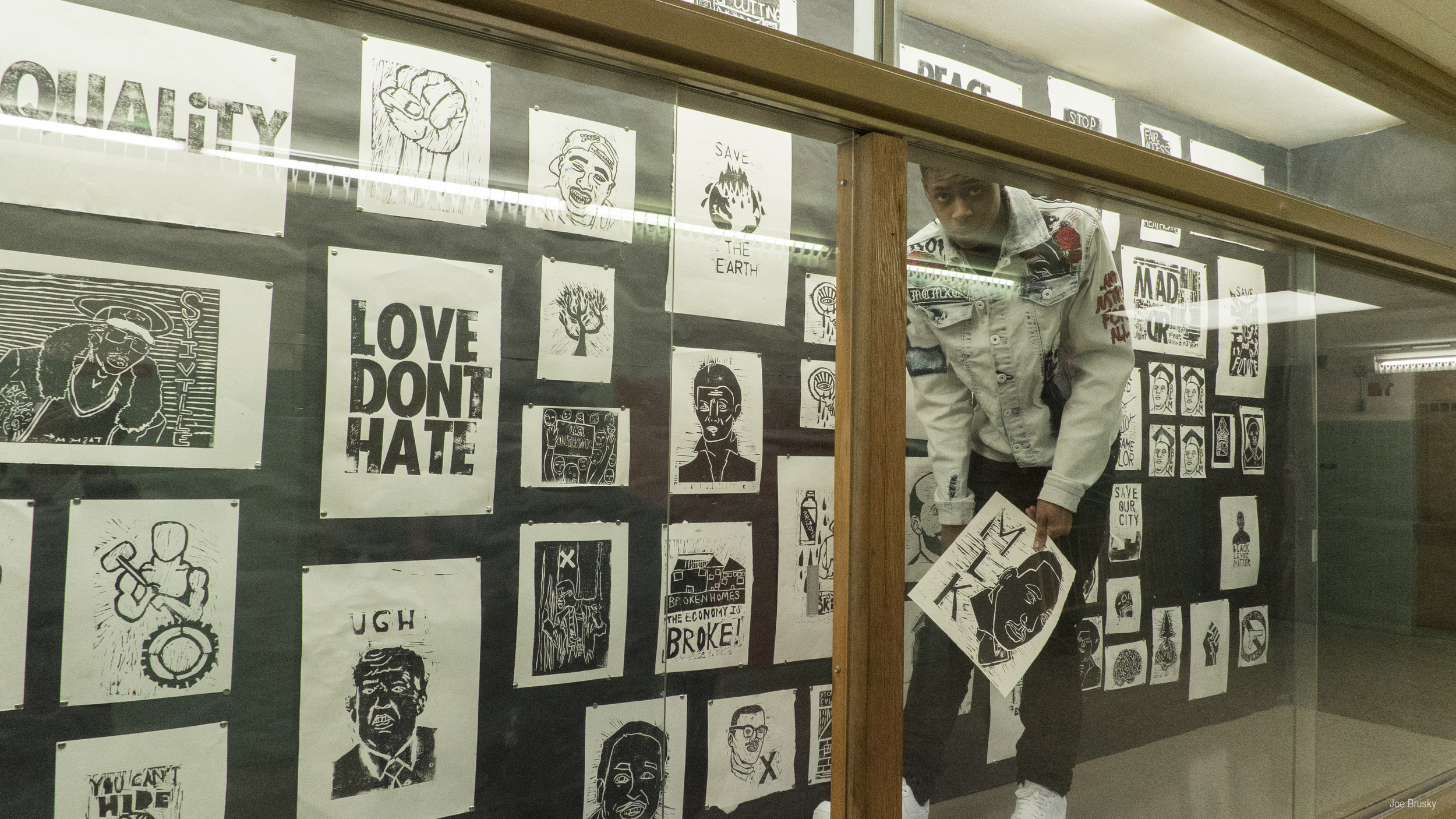  Madison Students display their social justice relief prints.  