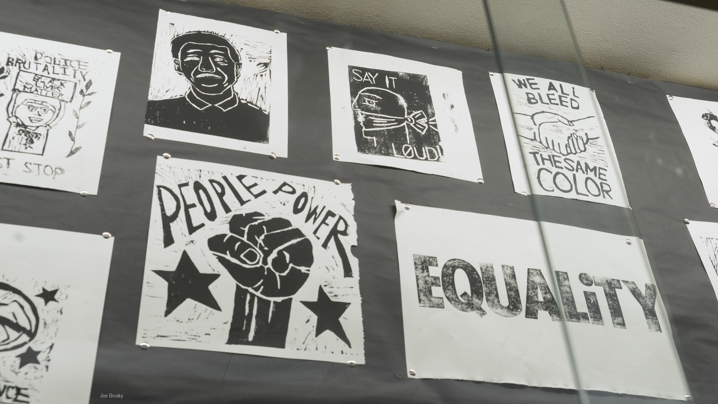  Madison Students display their social justice relief prints.  