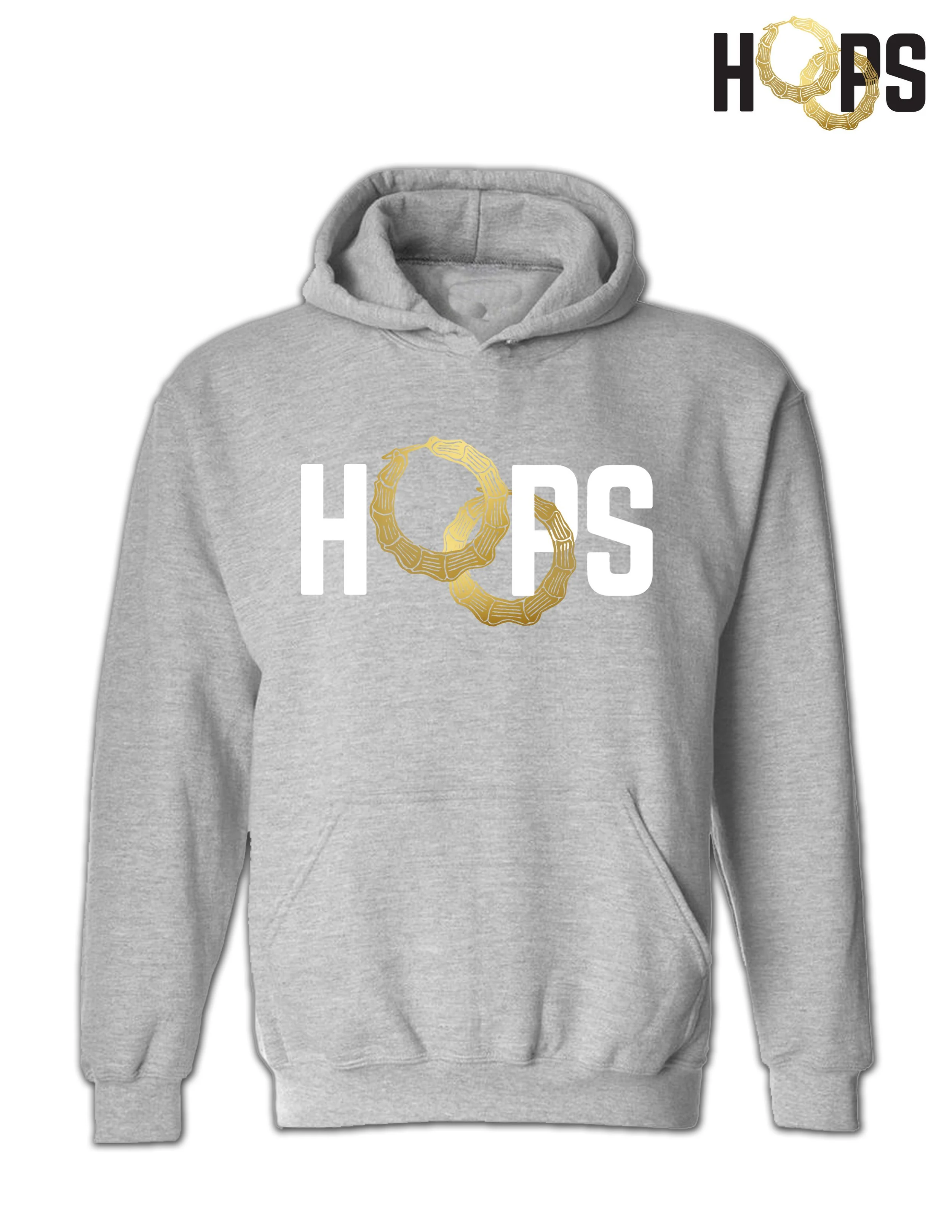 HOOPS HOODIE GREY W/ WHITE LETTERING