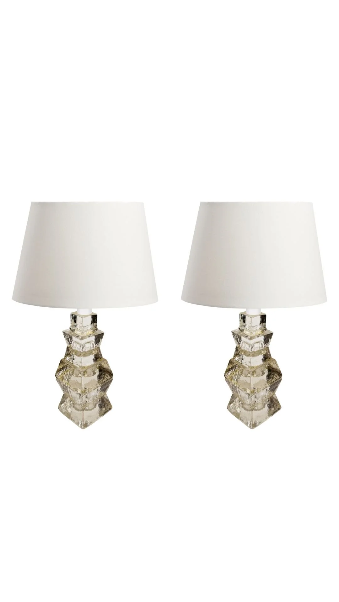 A Pair of Swedish Glass Table Lamps By Carl Fagerlund for Orrefors