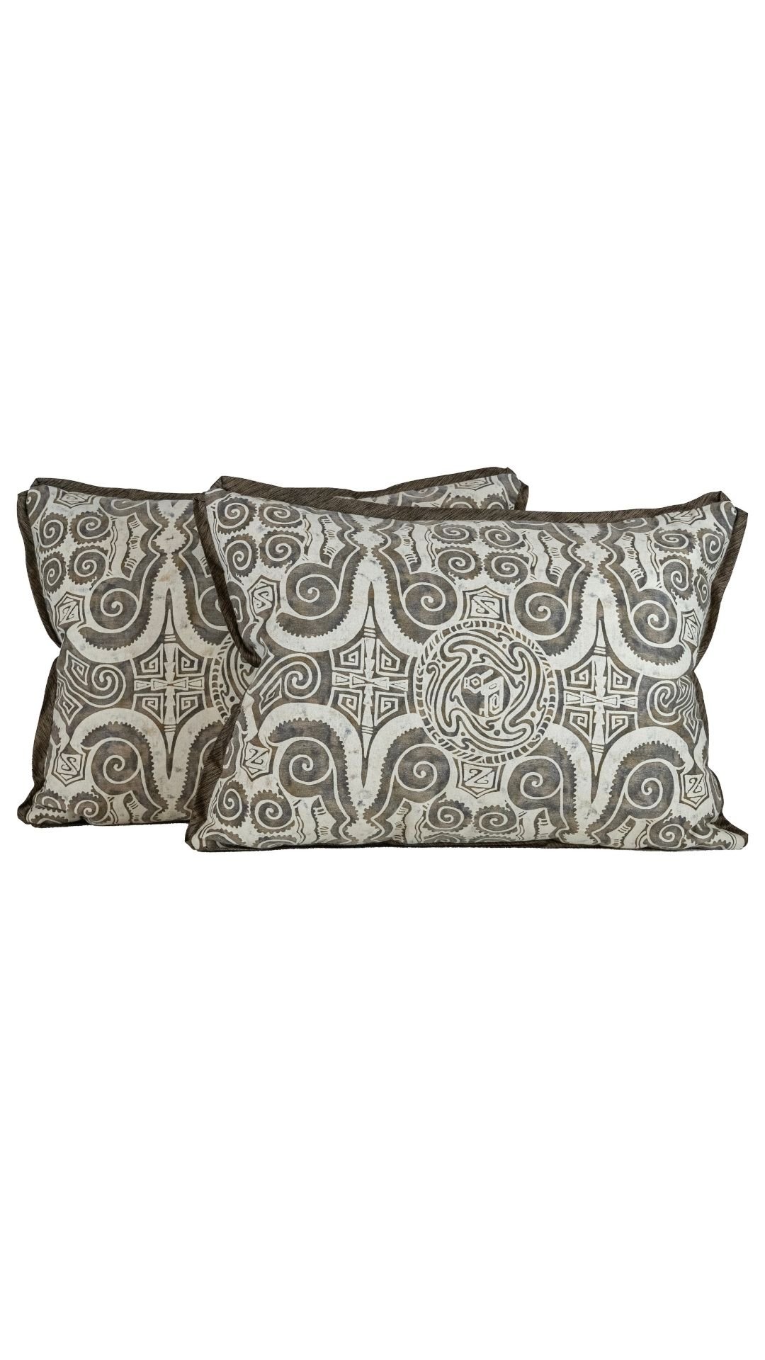 A Pair of Fortuny Lumbar Cushions in the Peruviano Inca Pattern