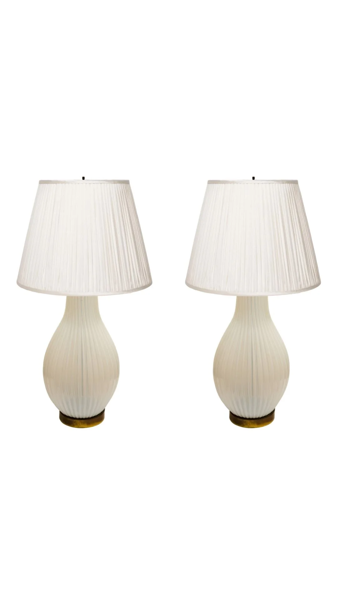A Pair of Hand-Blown Opaline Glass Table Lamps
