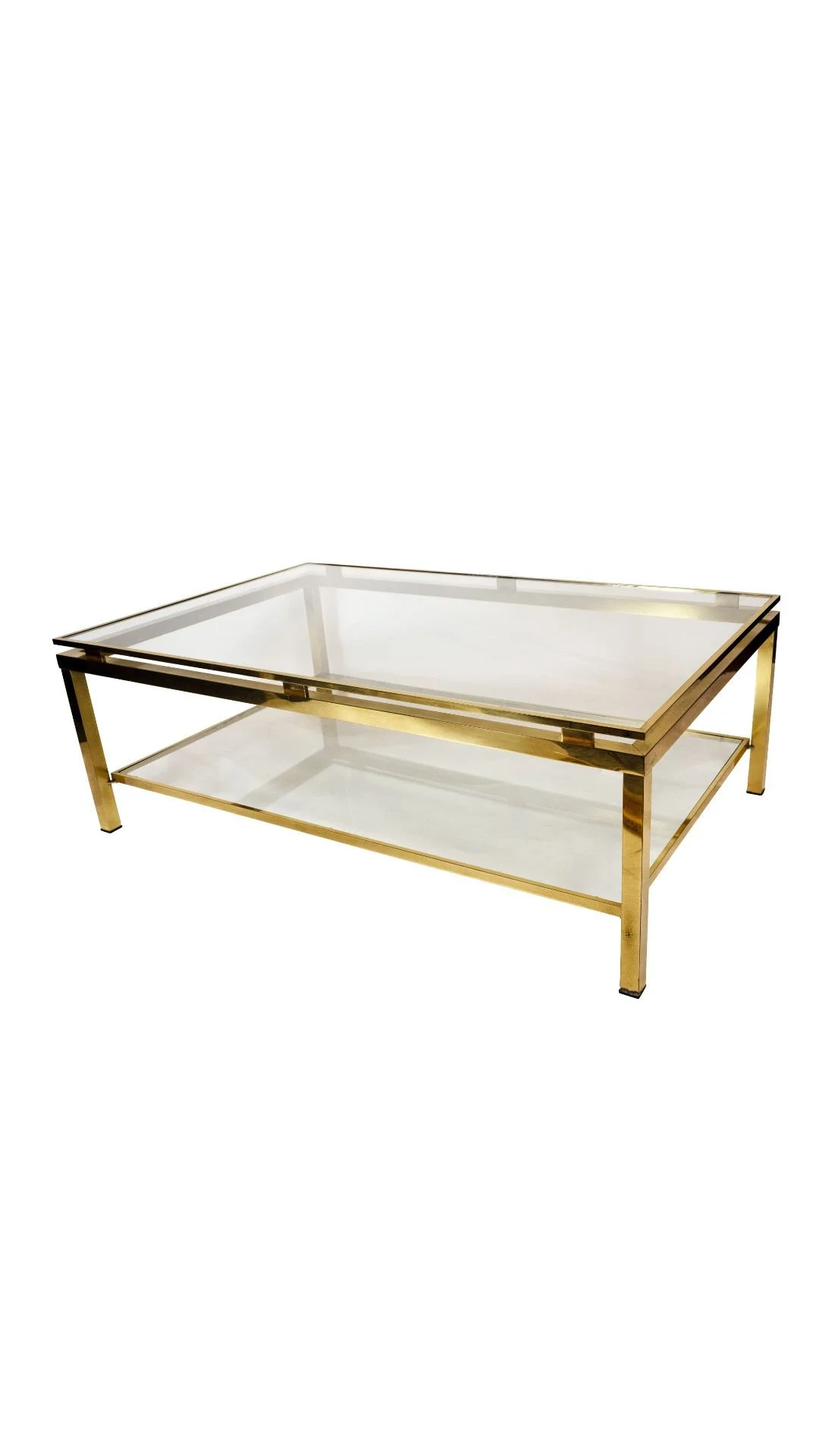 A Contemporary Design Brass and Glass Coffee Table