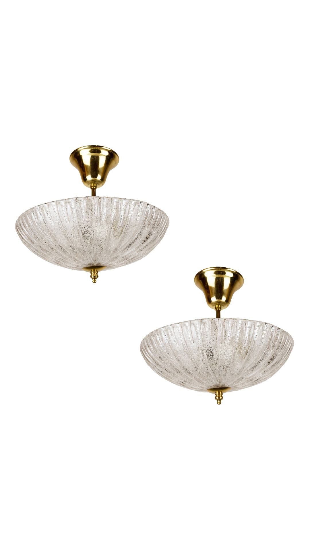 A Pair of Small Ceiling Pendants by Orrefors
