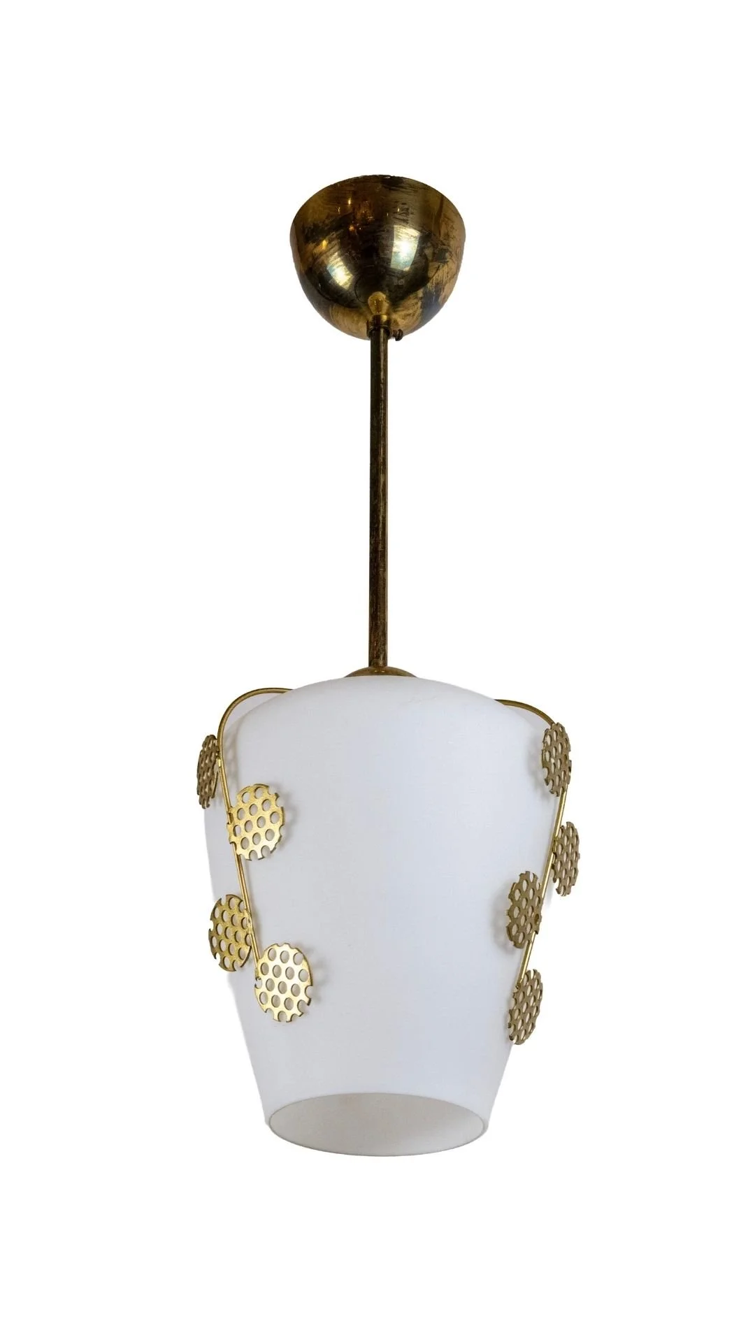 A Swedish Modern Pendant with Brass Leaf Detail