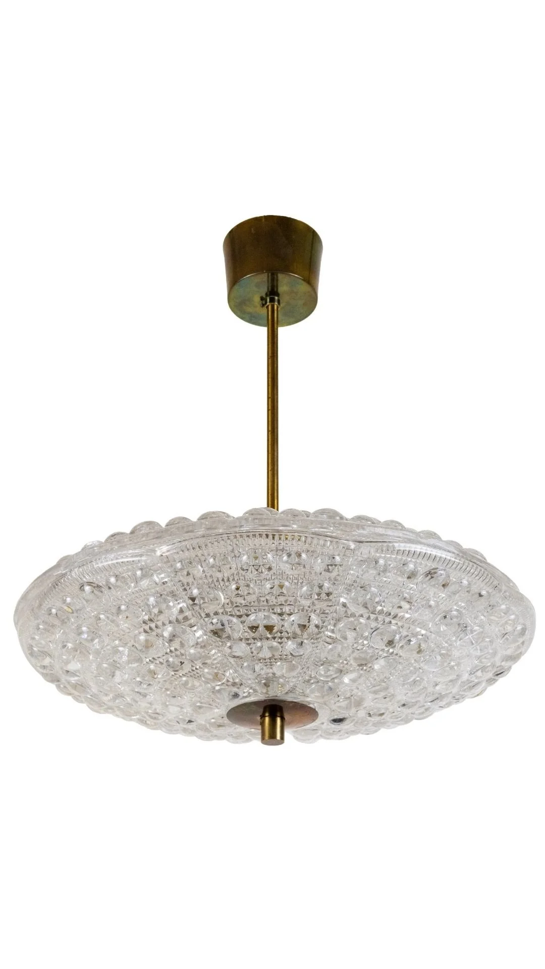A Glass and Brass Pendant Light by Carl Fagerlund for Orrefors