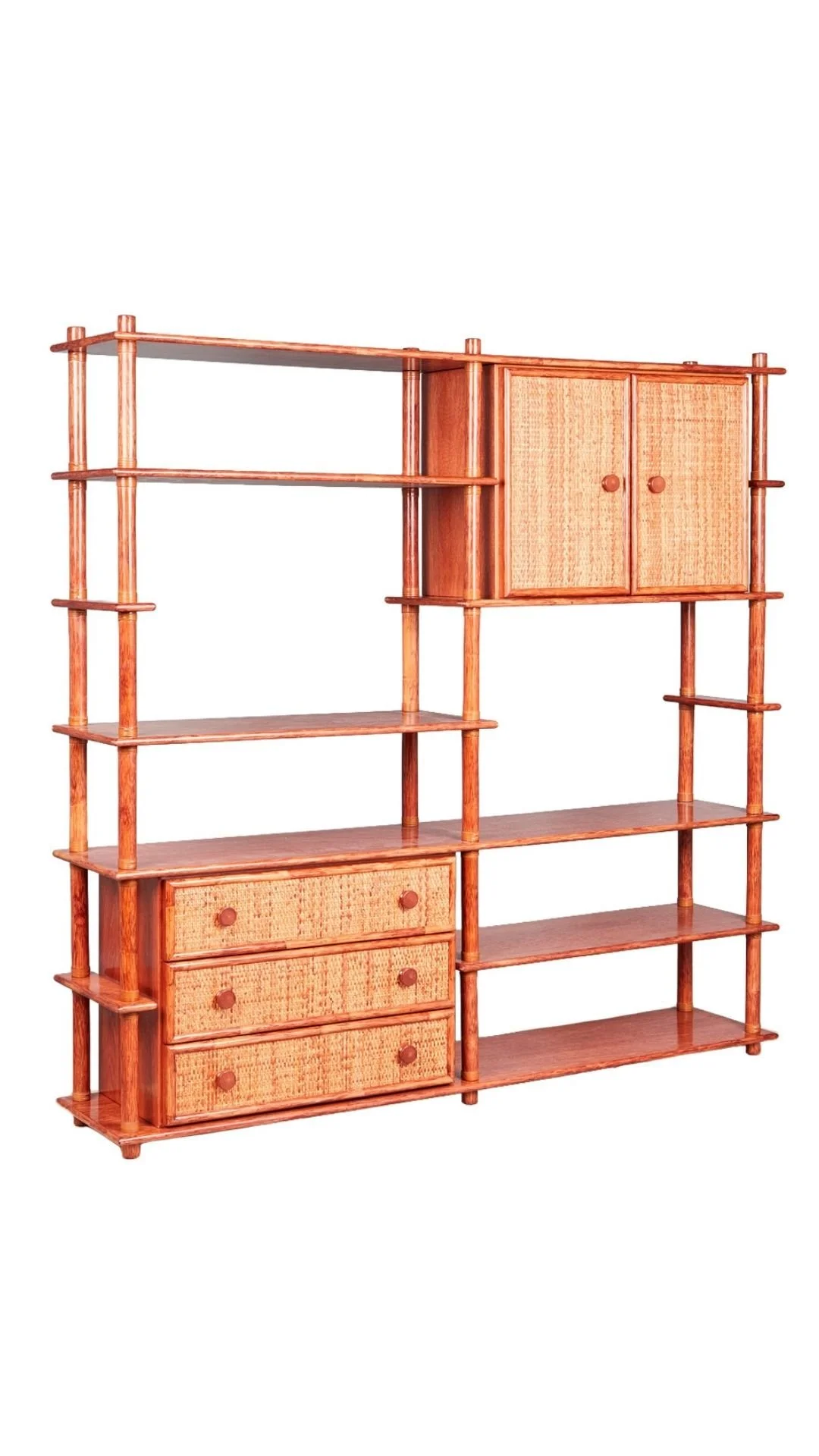 A Large Dutch Bamboo and Rattan Standing Shelf