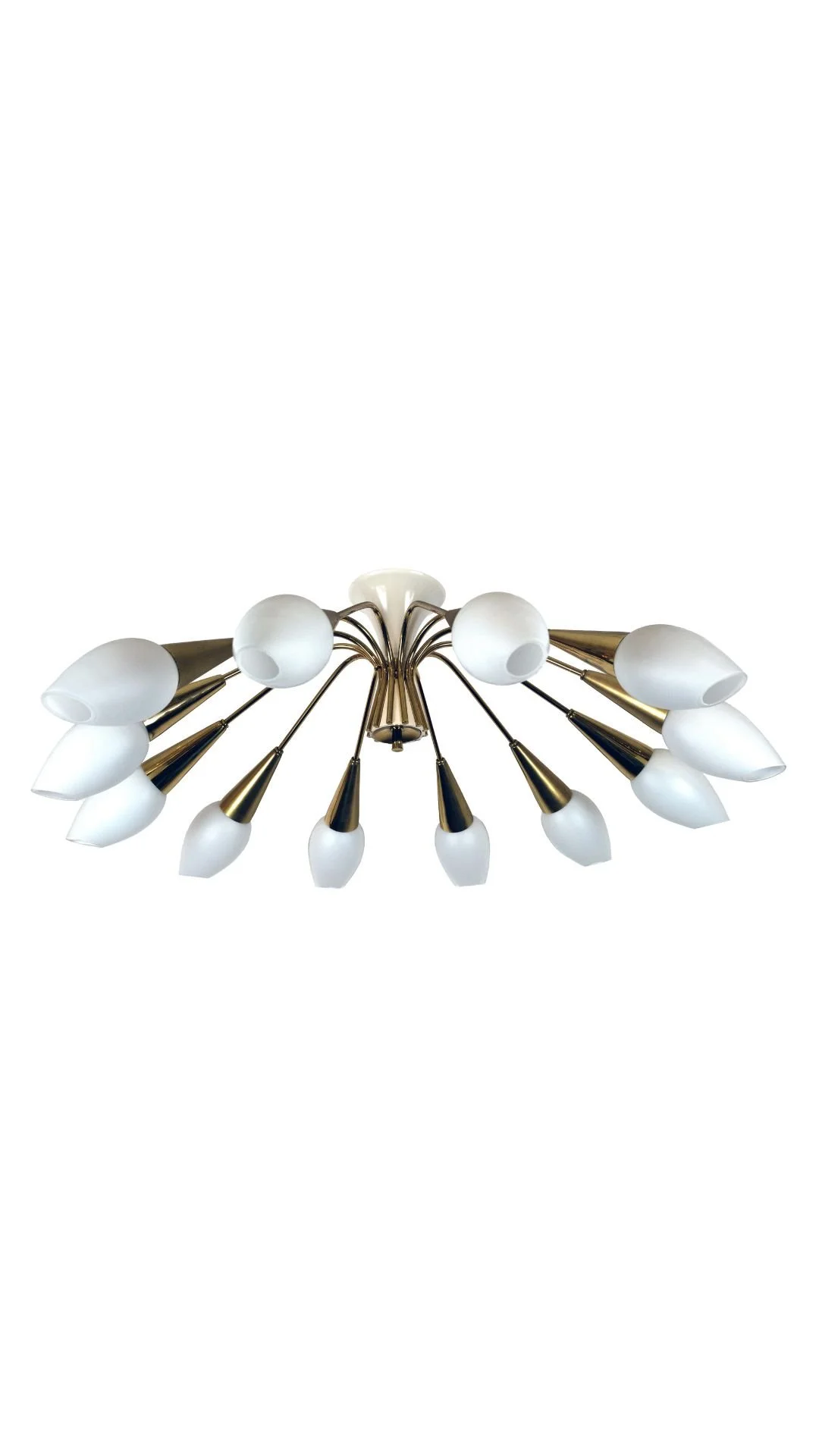 A Twelve-Light Ceiling Mounted Fixture in the Style of Carlo Mollino