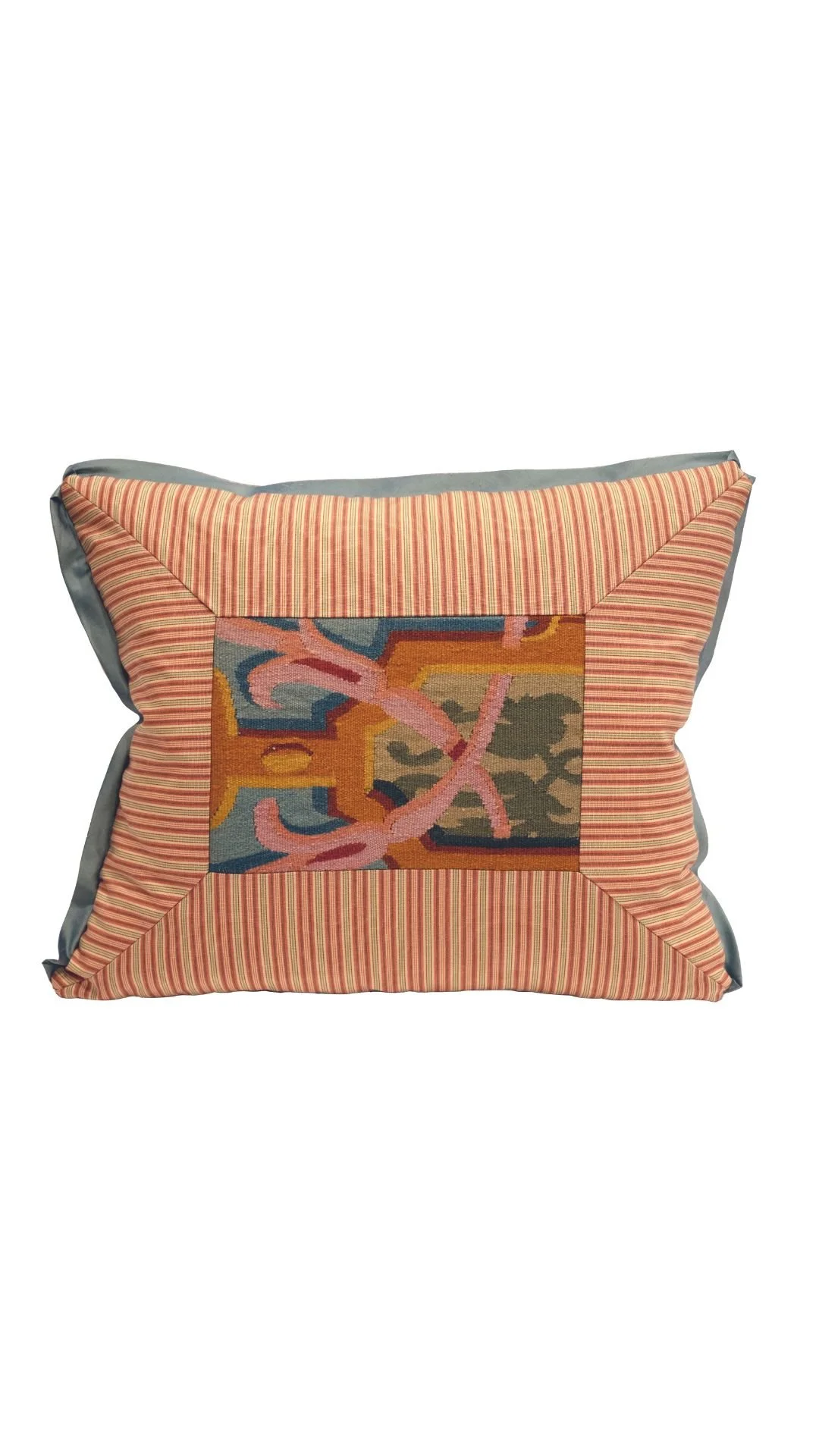 A Pieced and Mitered Cushion With Tapestry Center Accent