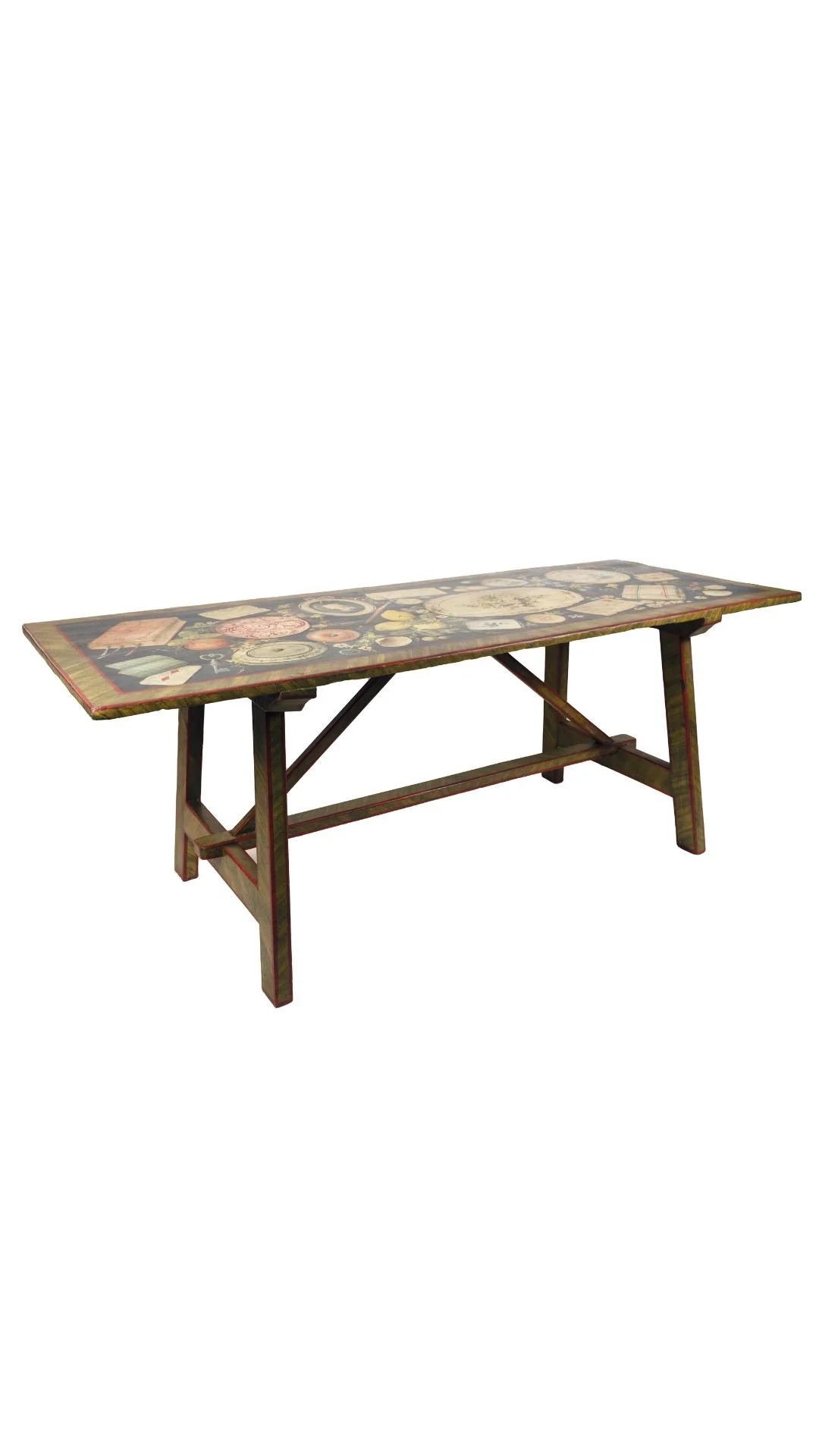 An Italian Renaissance-Style Long Table with Trompe L'Oeil Designs