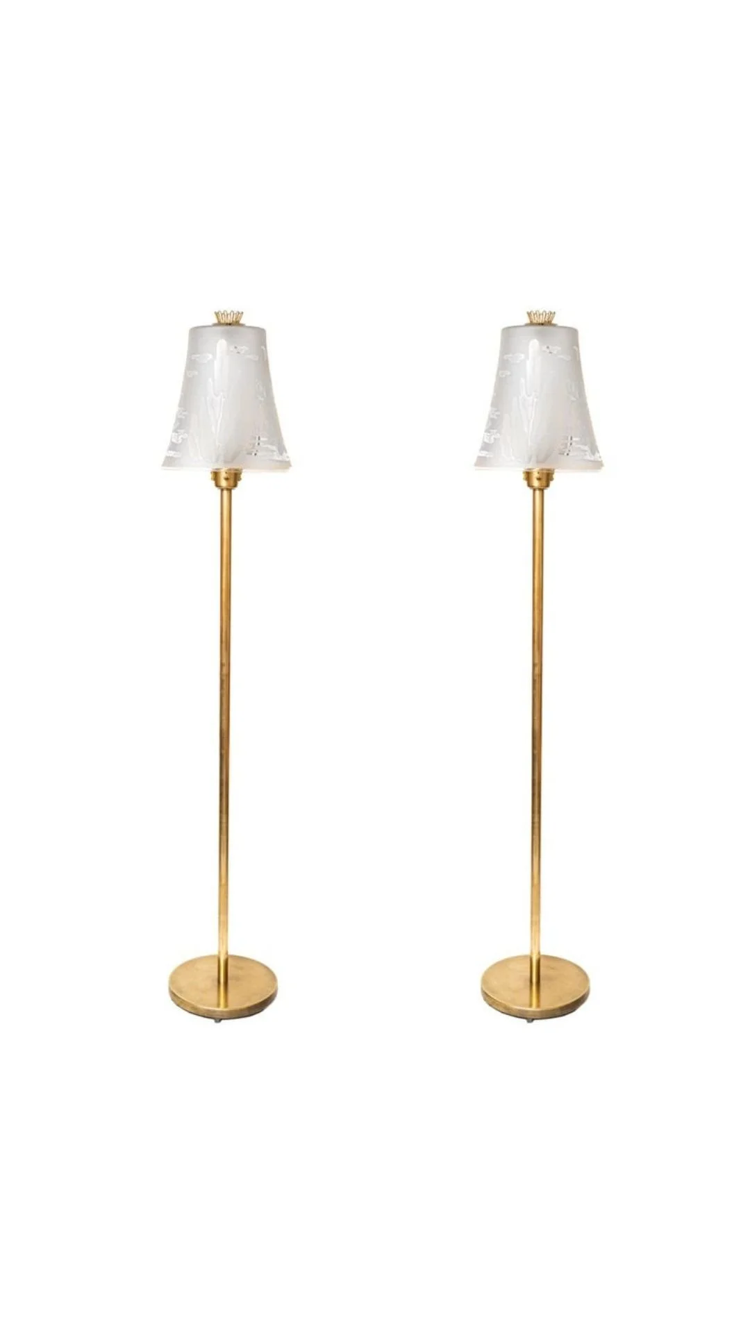 A Rare Pair of 1940s U. Skogh Floor Lamps Produced by Glössner & Co.