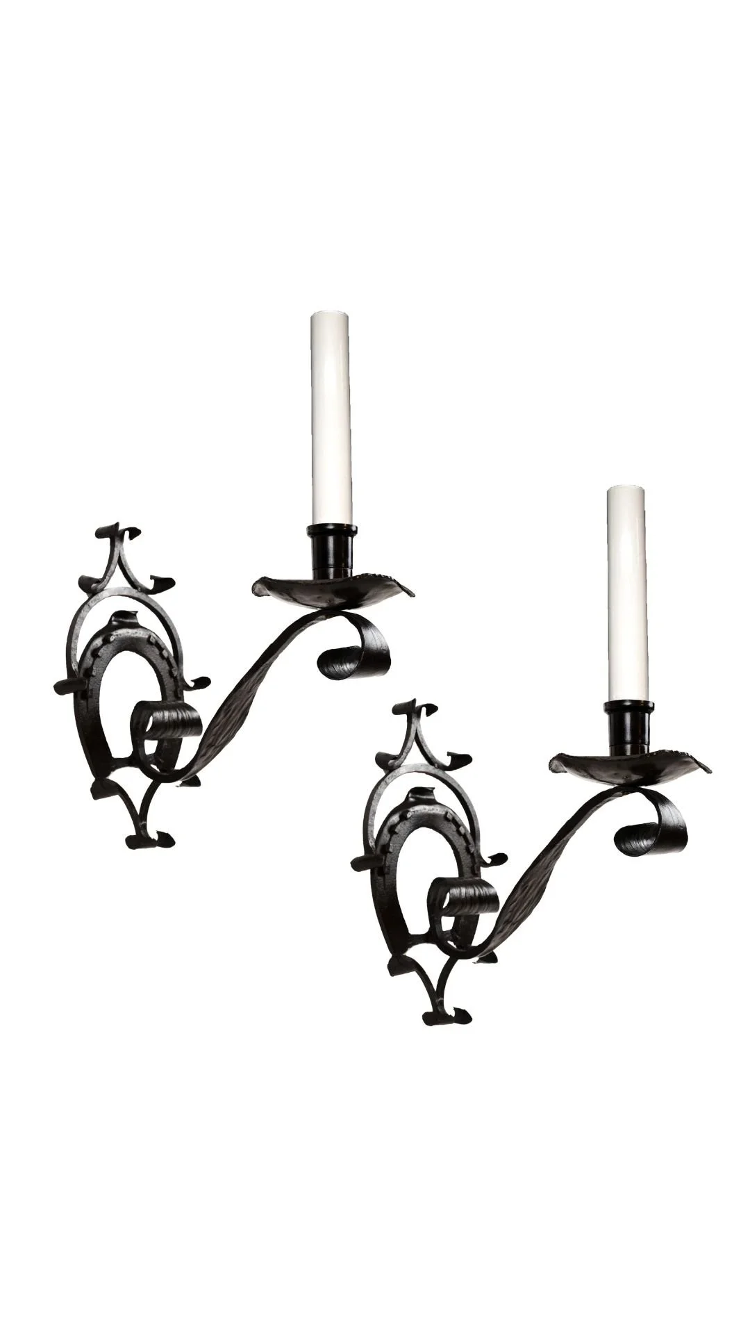 A Pair of Single-Arm French Forged Iron Sconces
