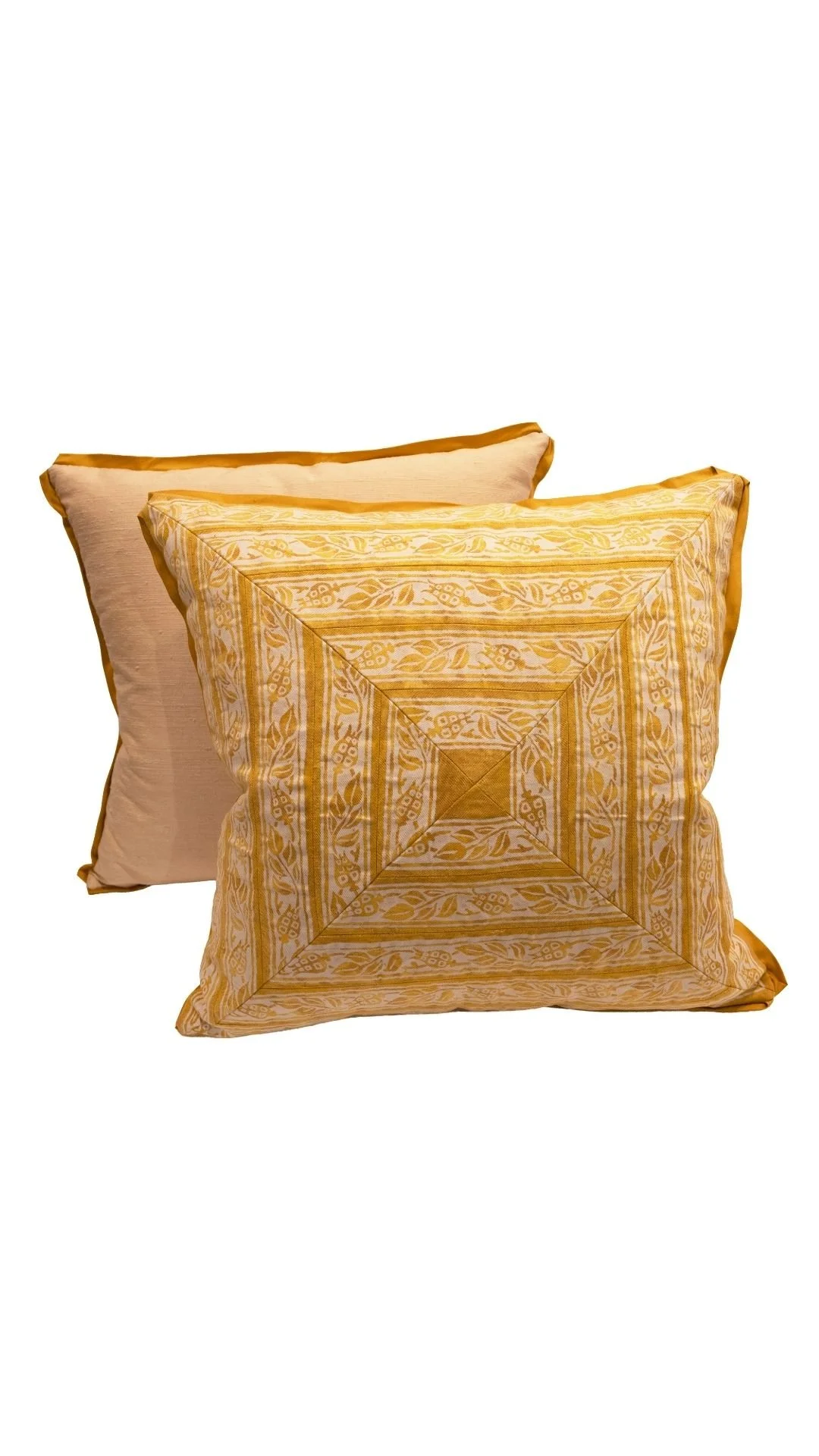 A Pair of Pieced and Mitered Fortuny Cushions