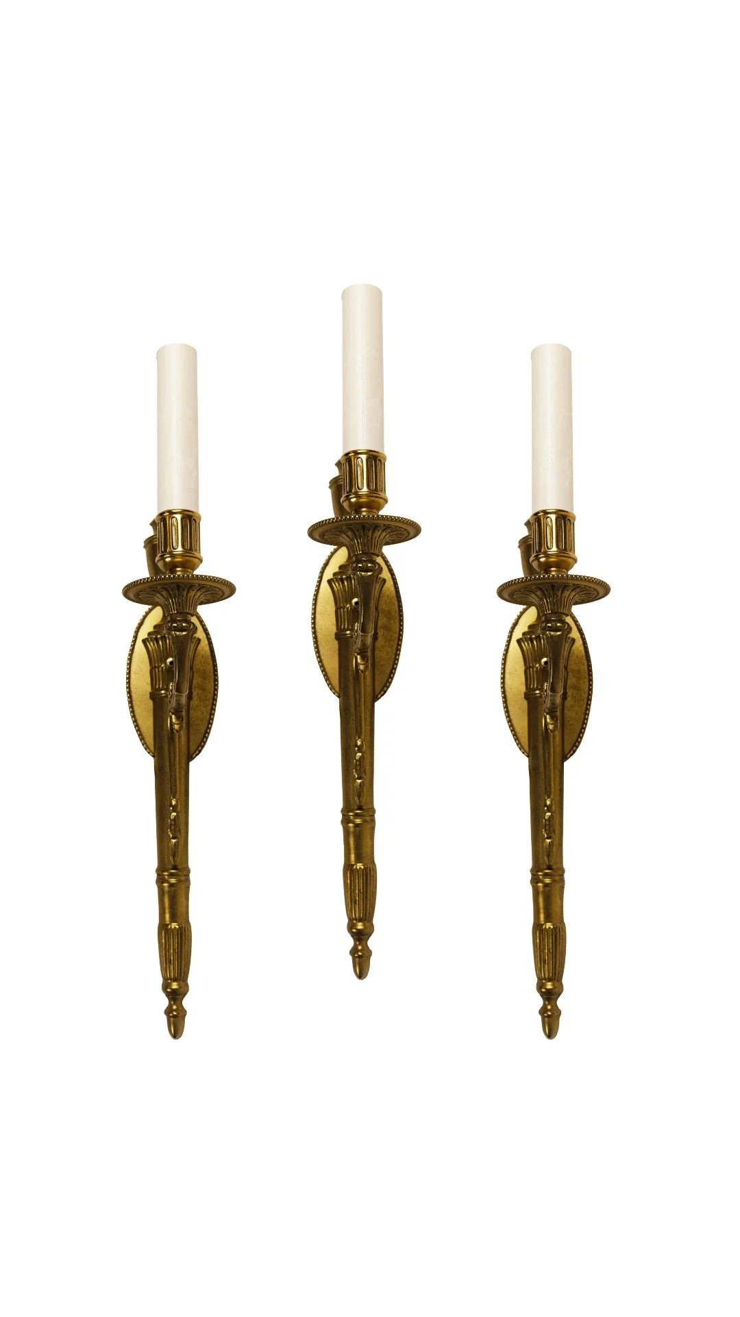 Set of Three Single-Light French Empire Gilt Bronze Sconces