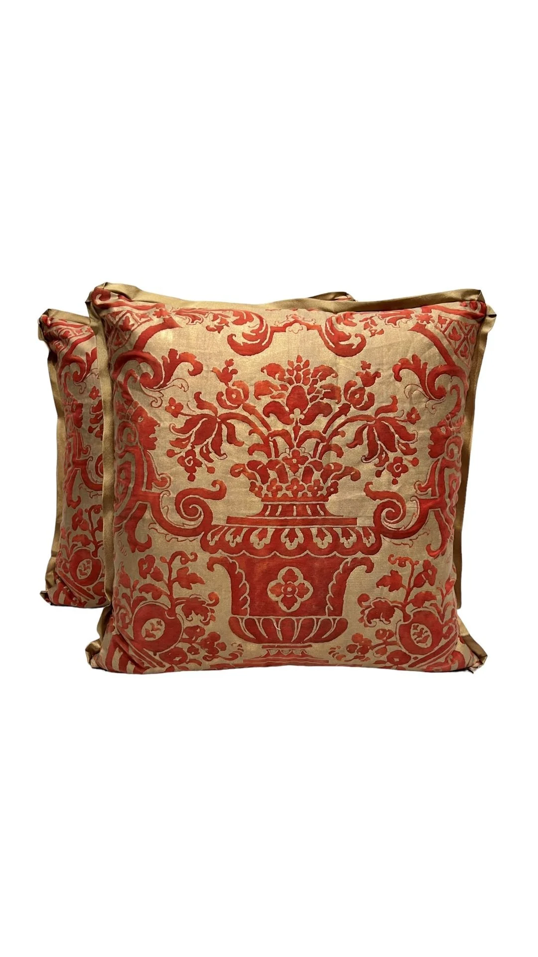 A Pair of Fortuny Cushions in the Carnavalet Pattern