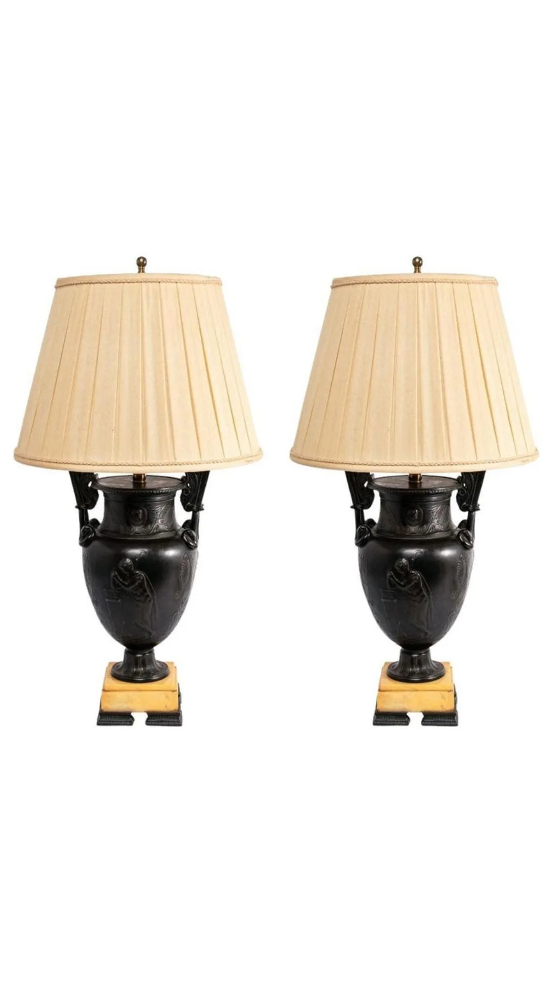 Pair of Grand Tour Bronze Urn Table Lamps