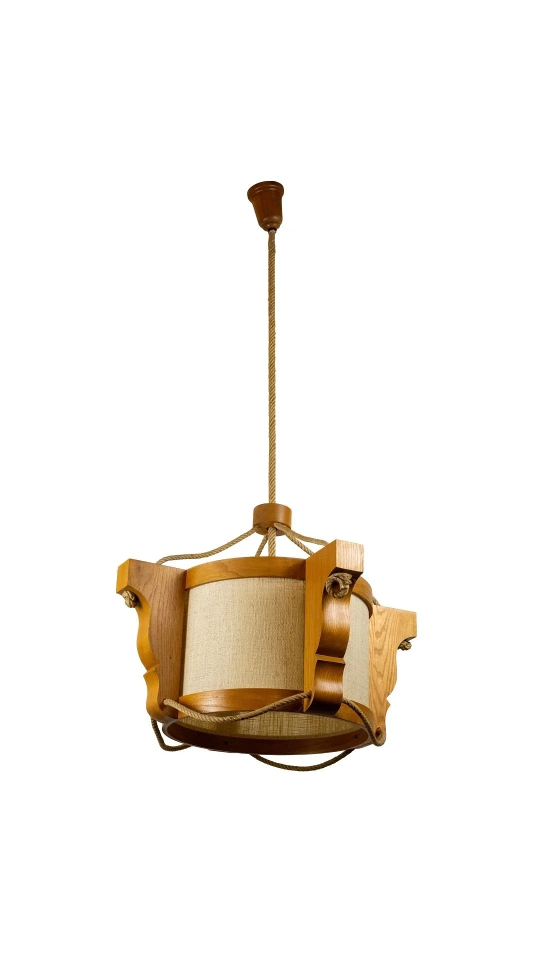 A 1960s Elm and Canvas Ceiling Pendant