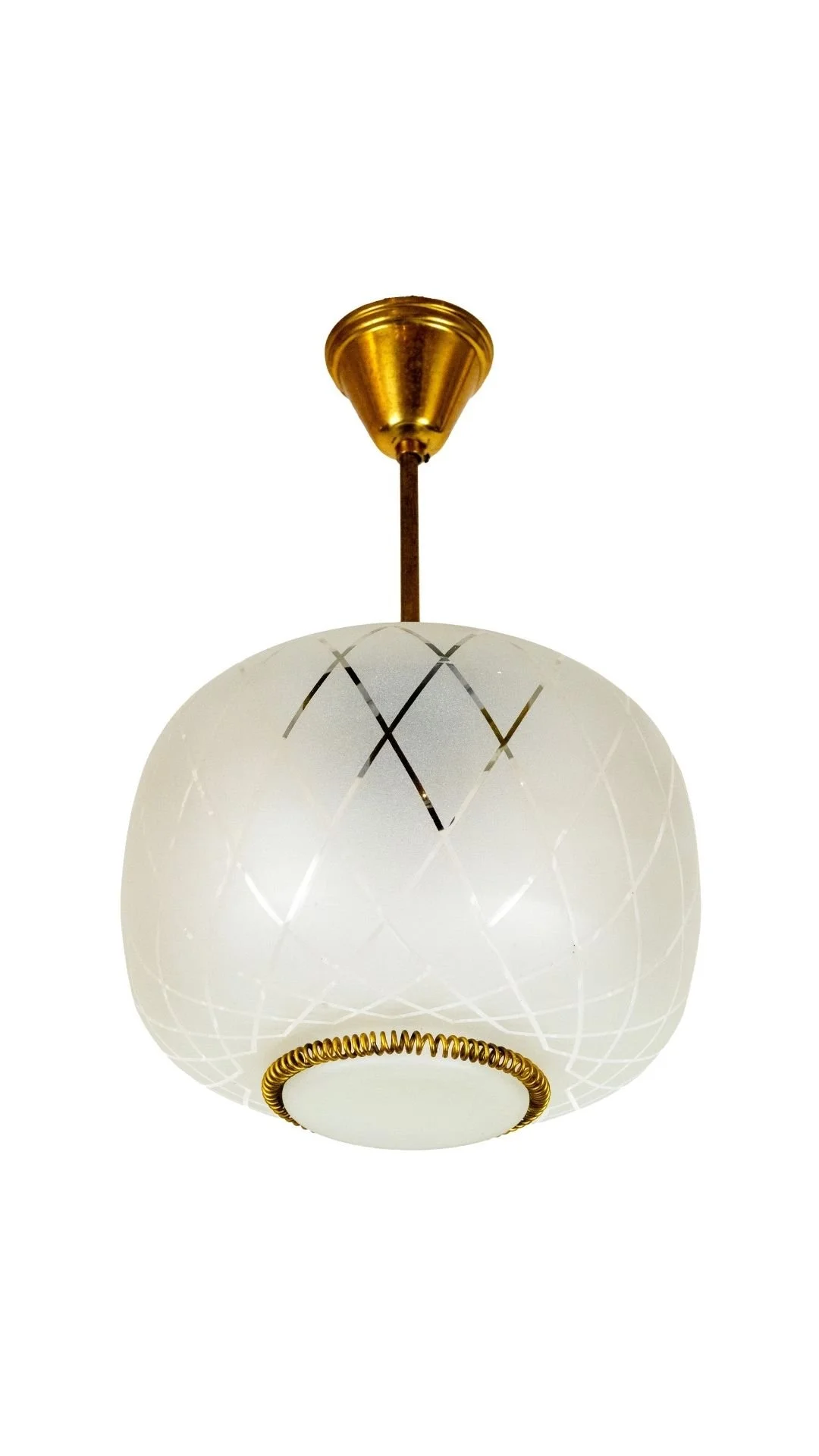 A Scandinavian Modern Brass and Glass Pendant by Stockman Orno