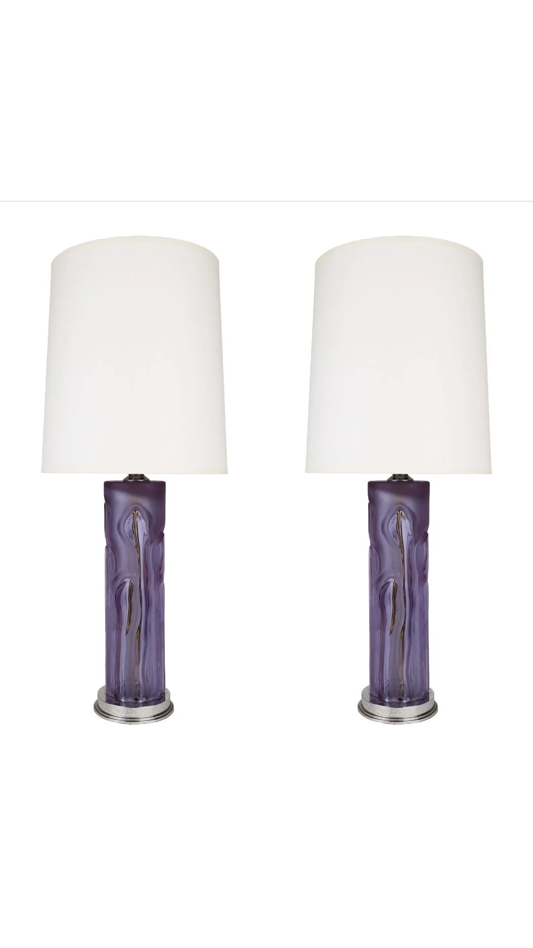 A Pair of Lilac Glass Table Lamps