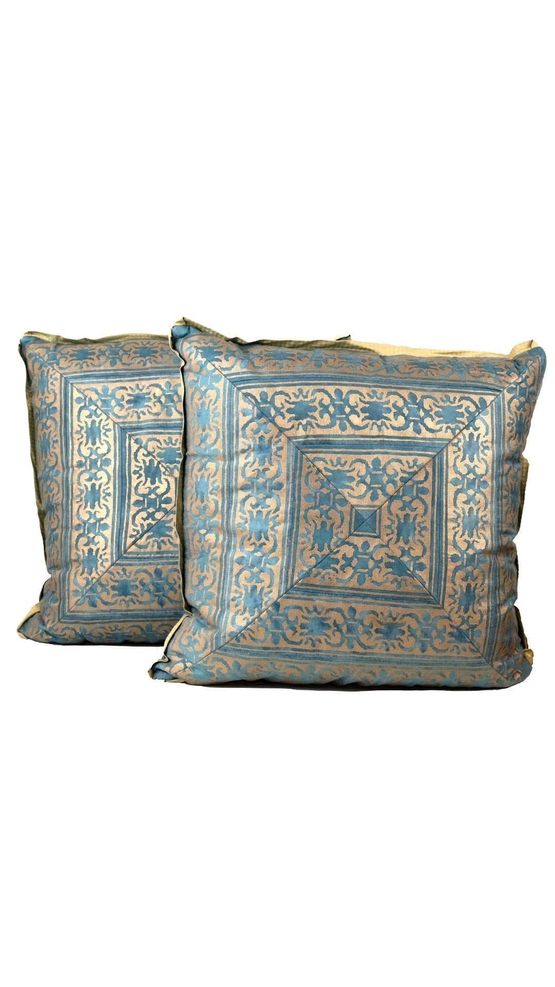 A Pair of Mitered Fortuny Cushions
