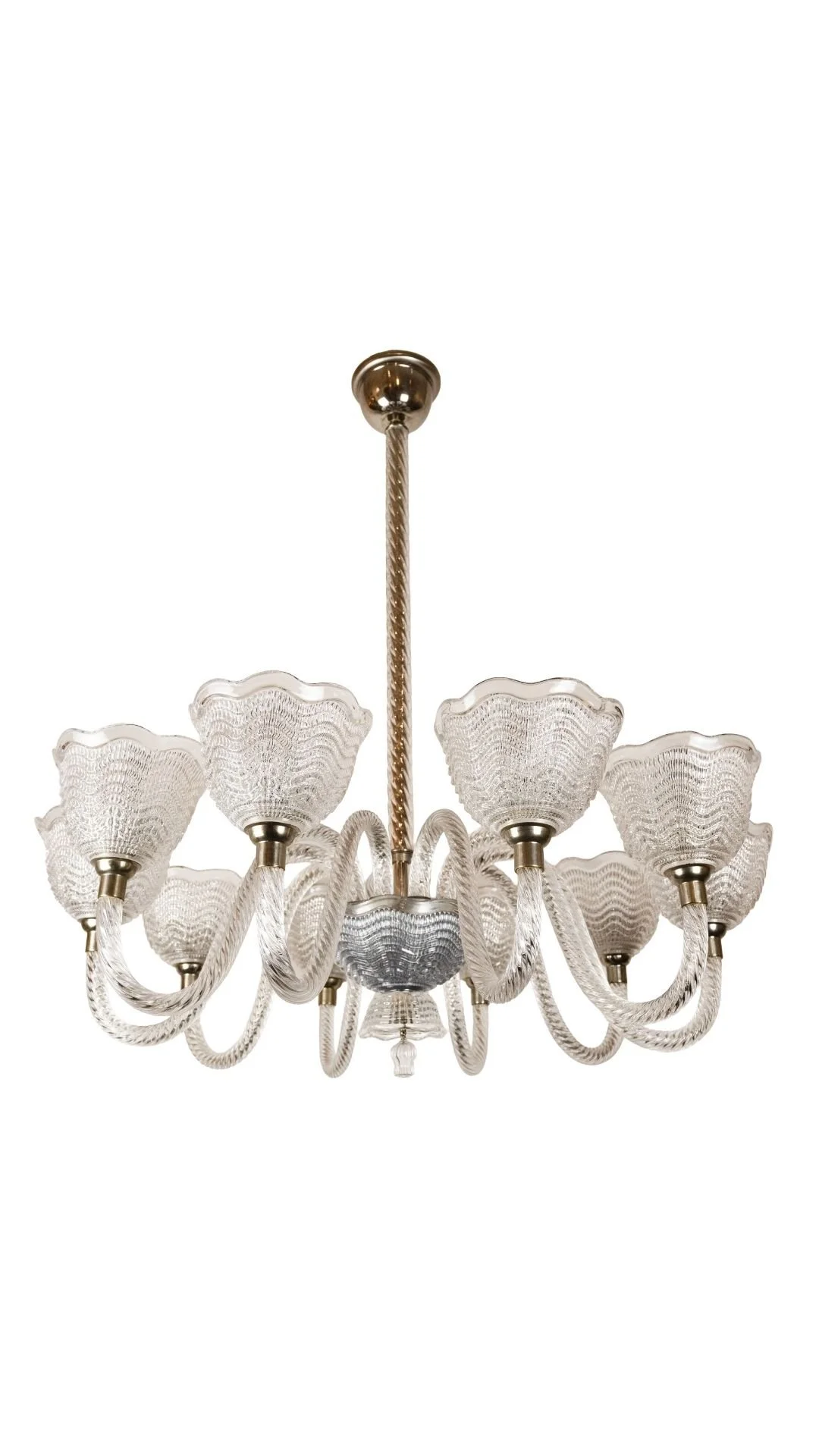 A 10-Light Glass Chandelier by Fritz Kurz for Orrefors