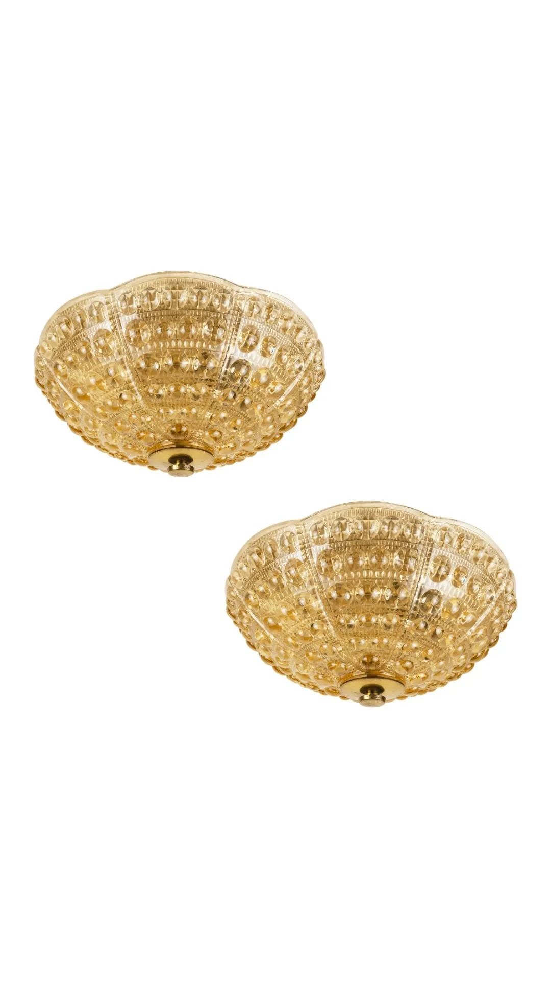 A Pair of Swedish Glass Dome-Shaped Flush Mounts