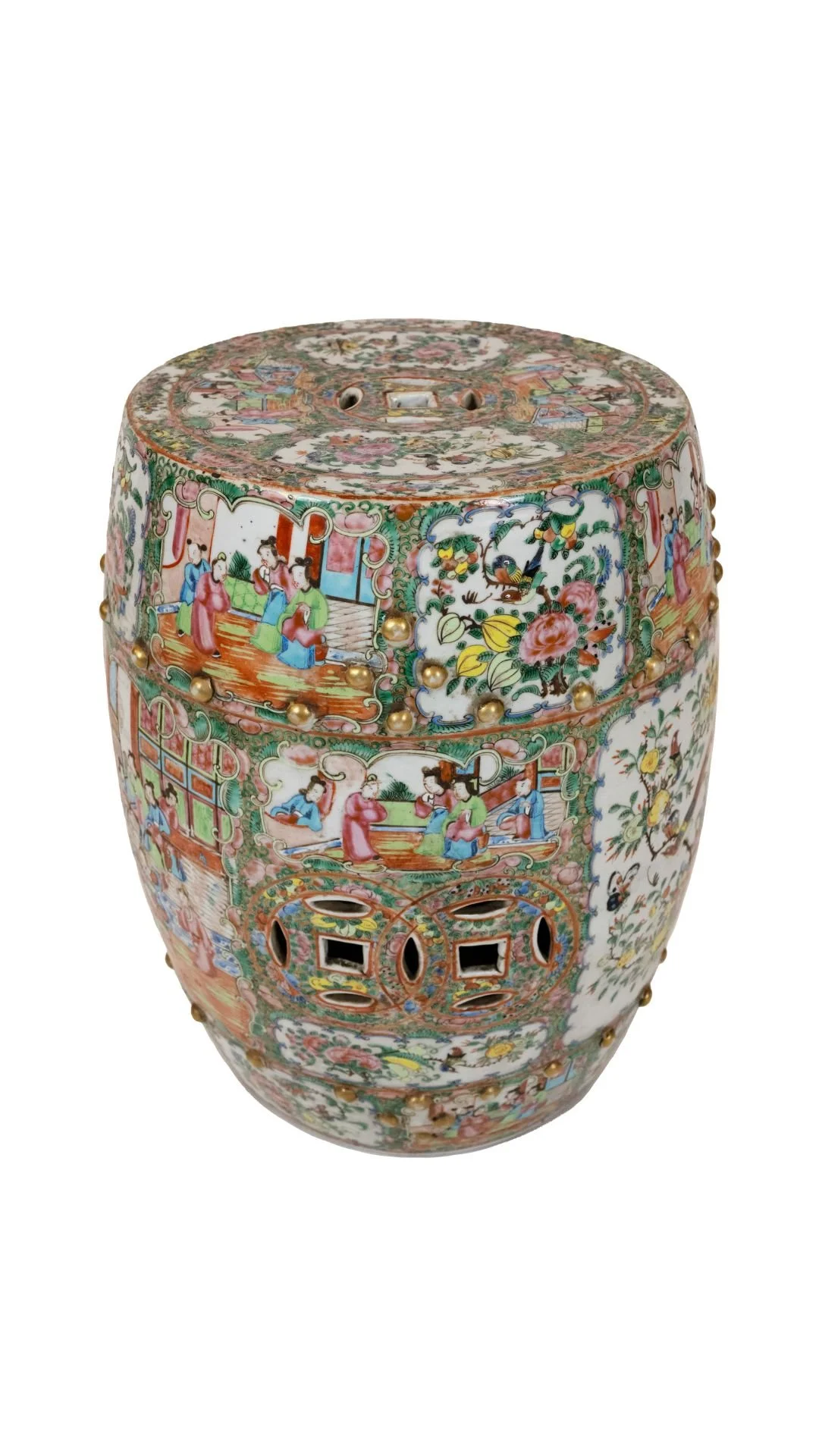 A Chinese Famille Rose Garden Stool