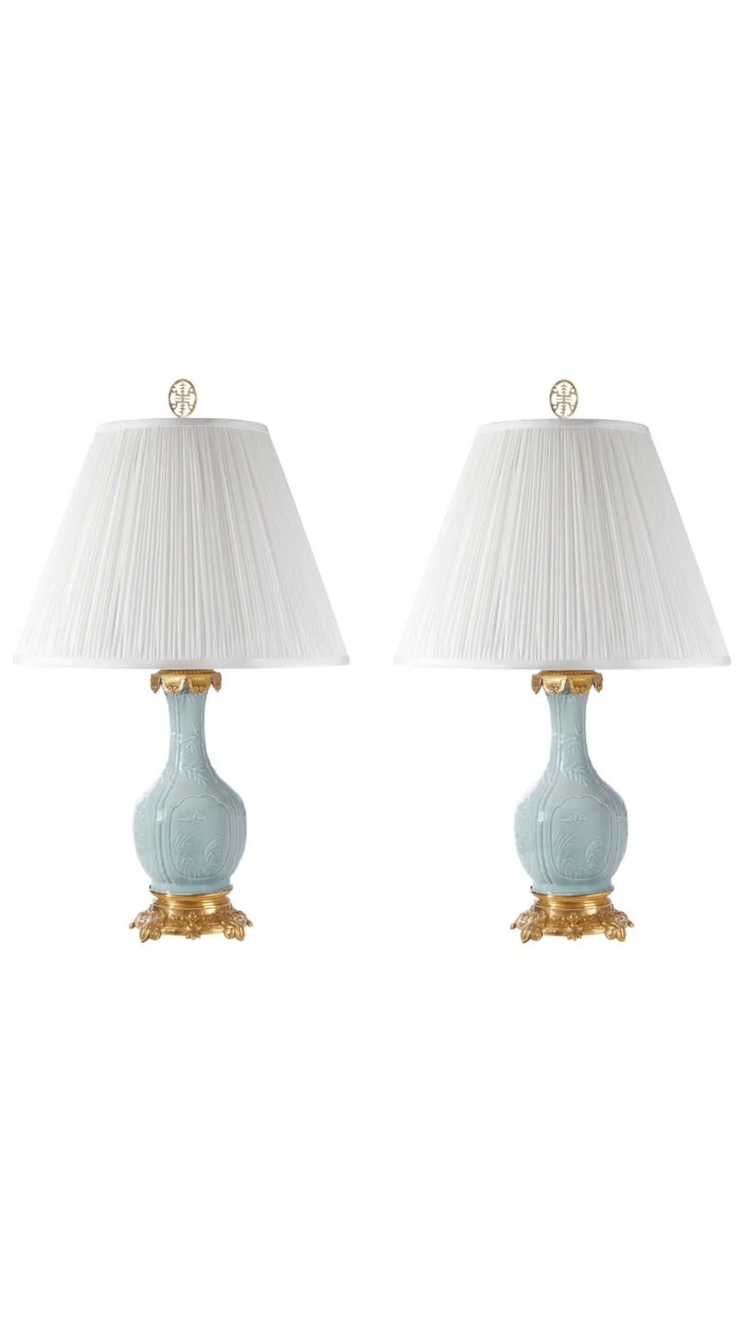 Pair of Celadon Porcelain Oil Lamps