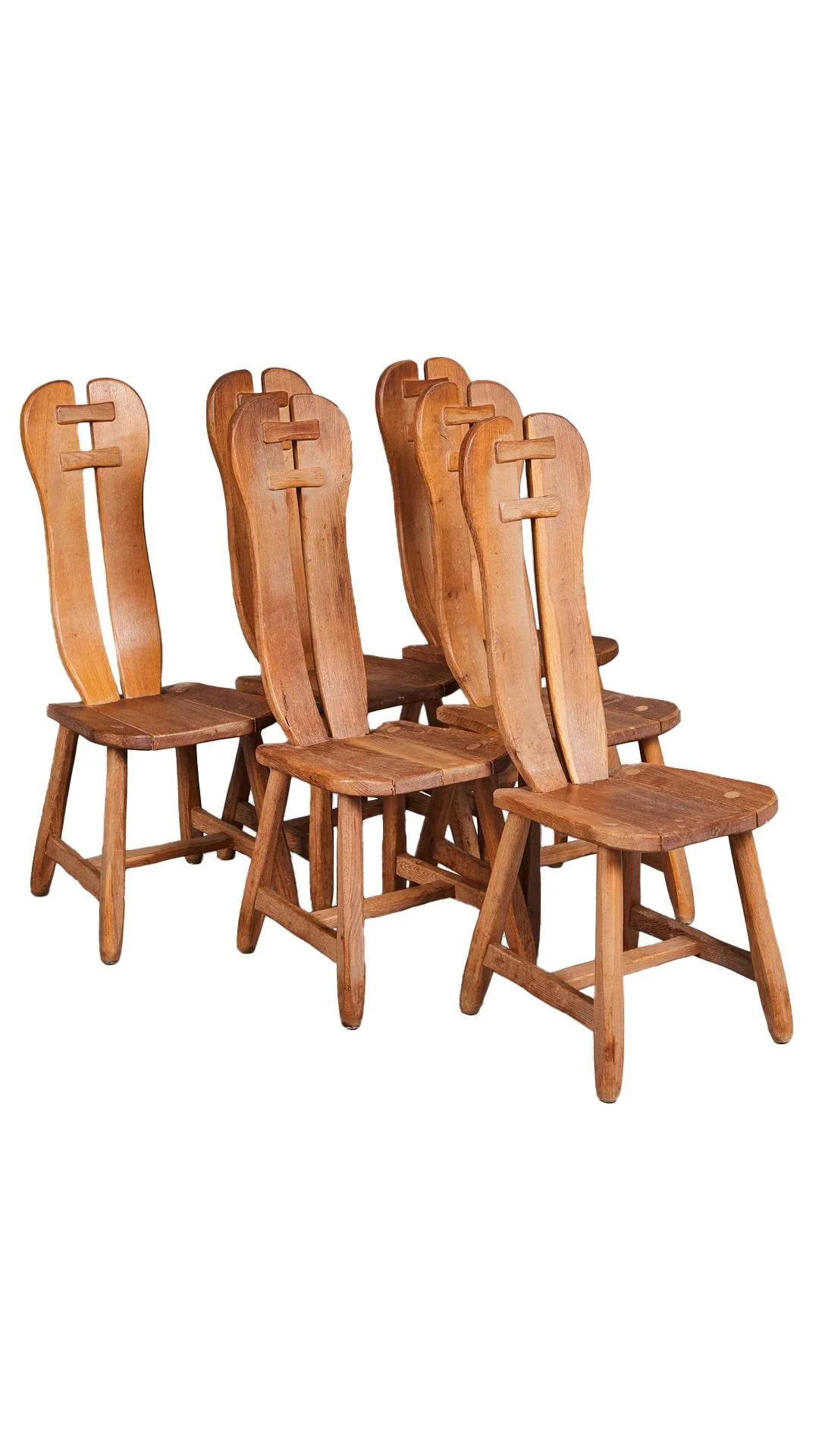 A Set of Six Belgian Brutalist Dining Chairs by De Puydt